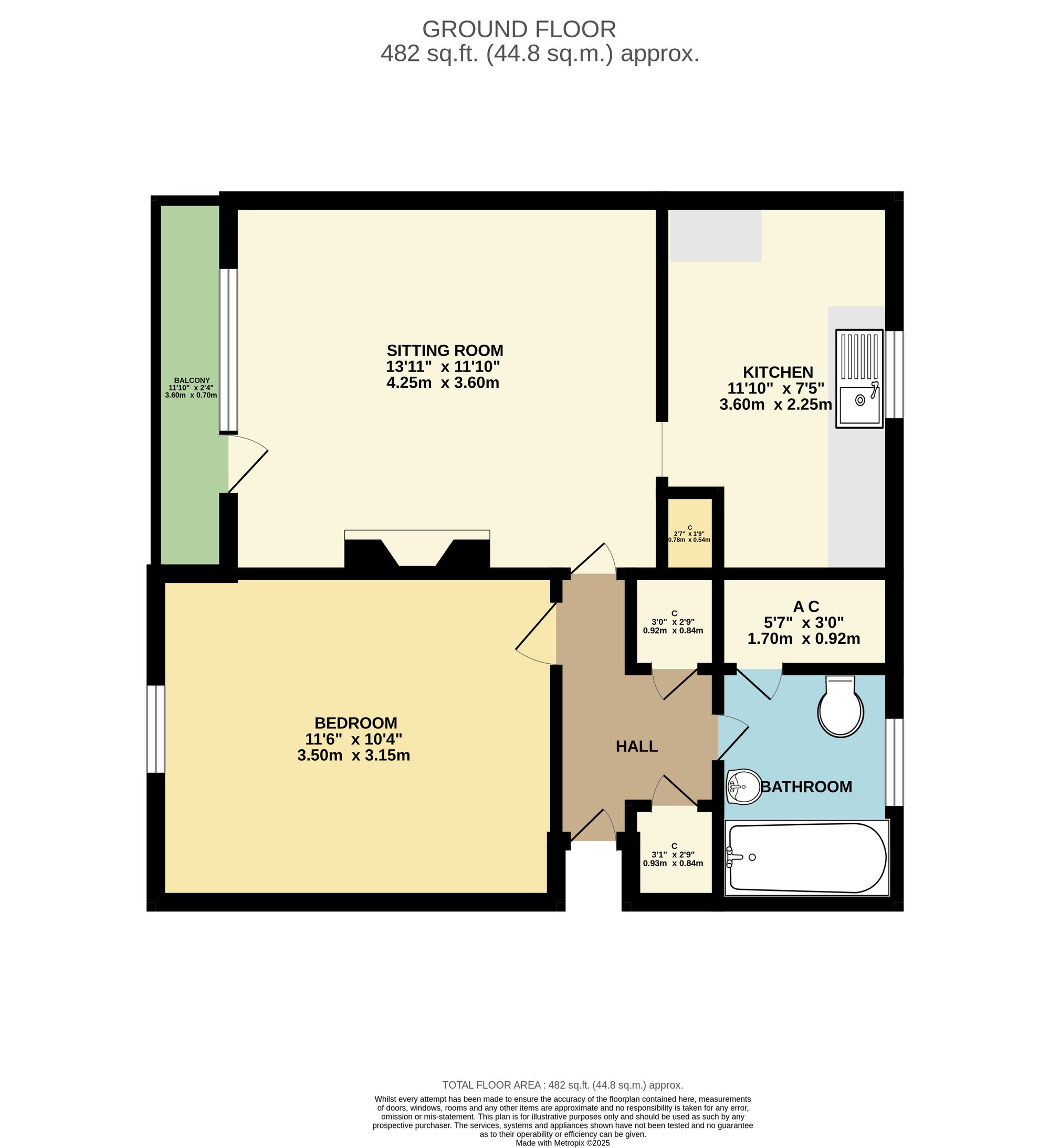 1 bed apartment to rent in Tauntfield Close, Taunton, TA1 - Property floorplan