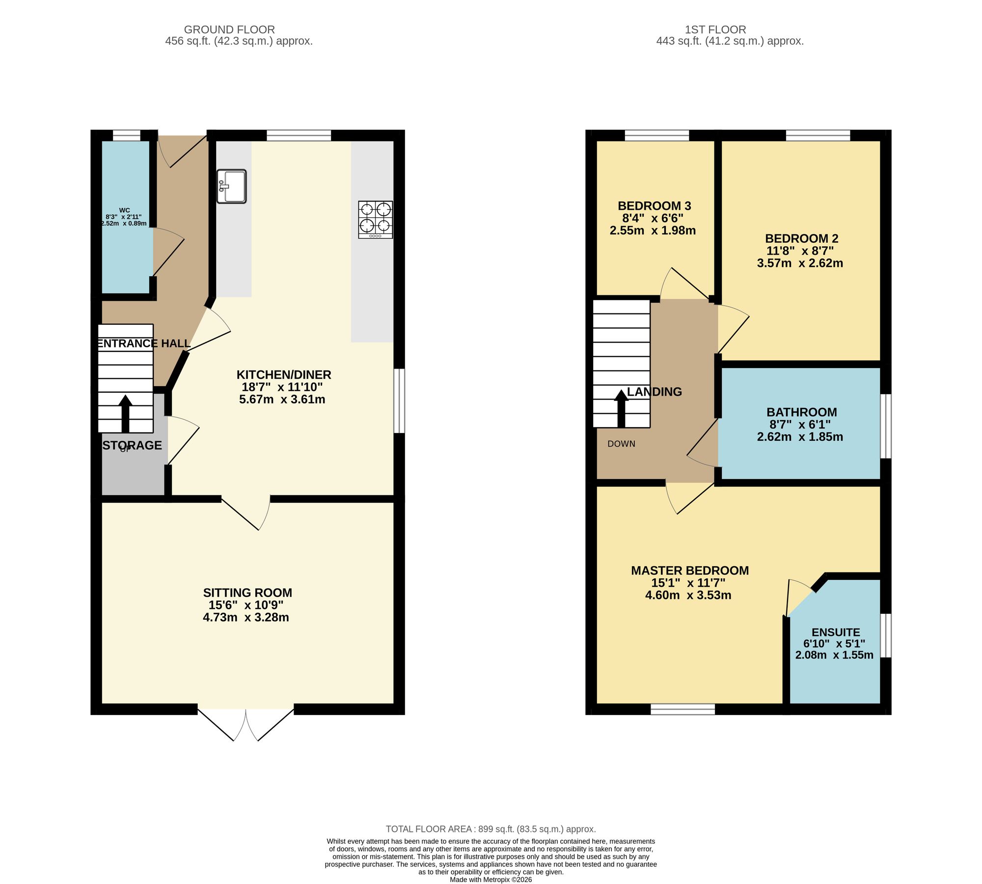 3 bed house to rent in Garden Close, Cheddon Fitzpaine, TA2 - Property floorplan