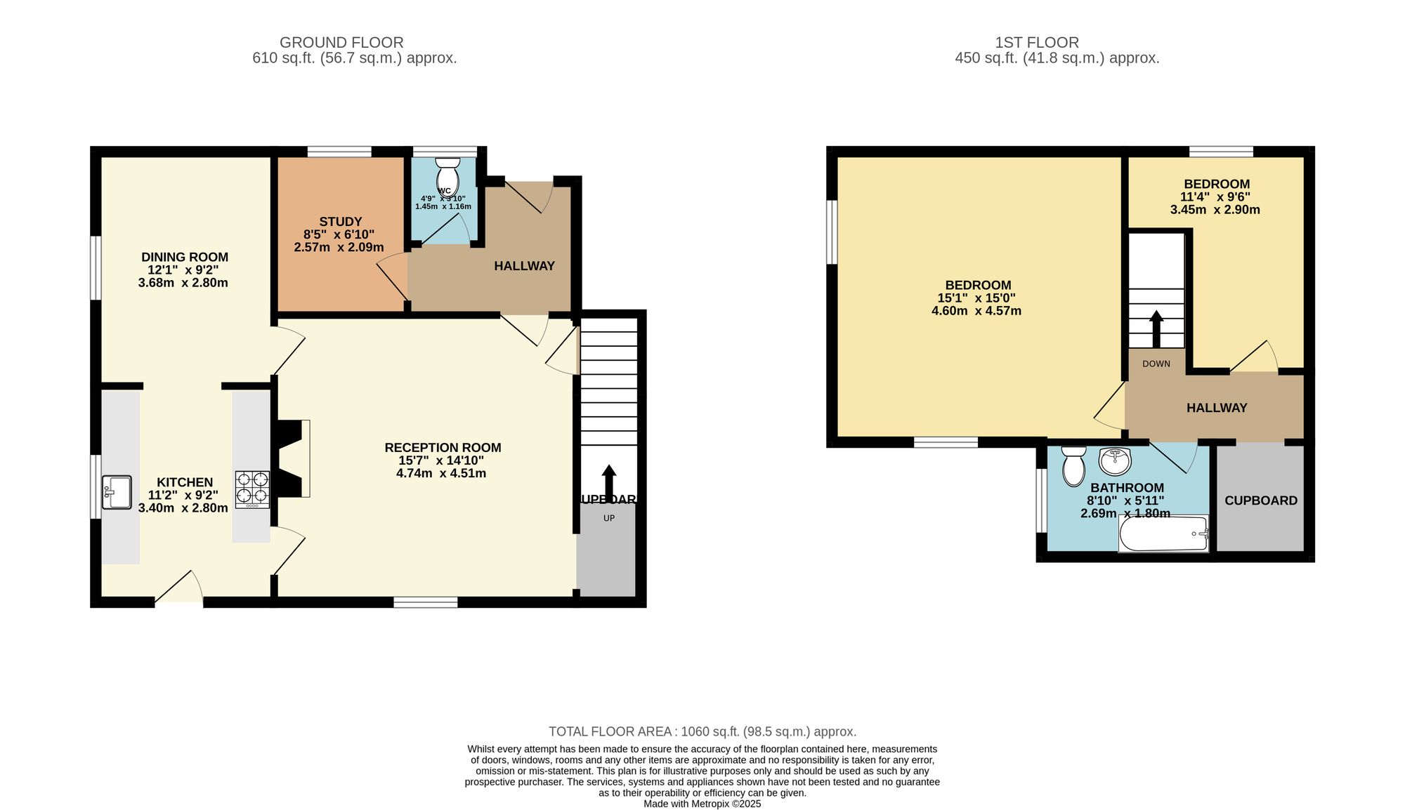 2 bed semi-detached house to rent in Ford Street, Wellington, TA21 - Property floorplan