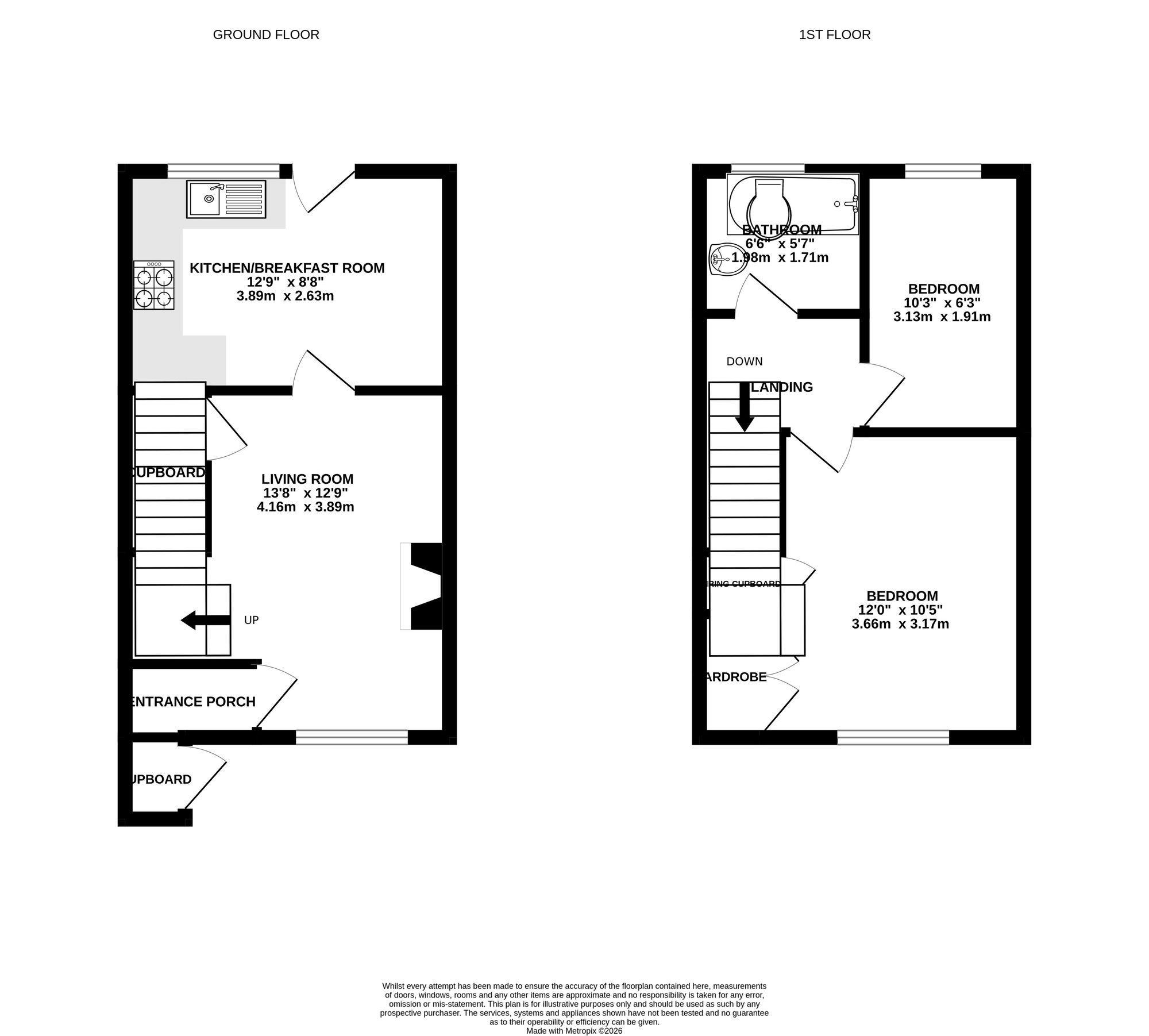 2 bed end of terrace house to rent in Witham Close, Taunton, TA1 - Property floorplan