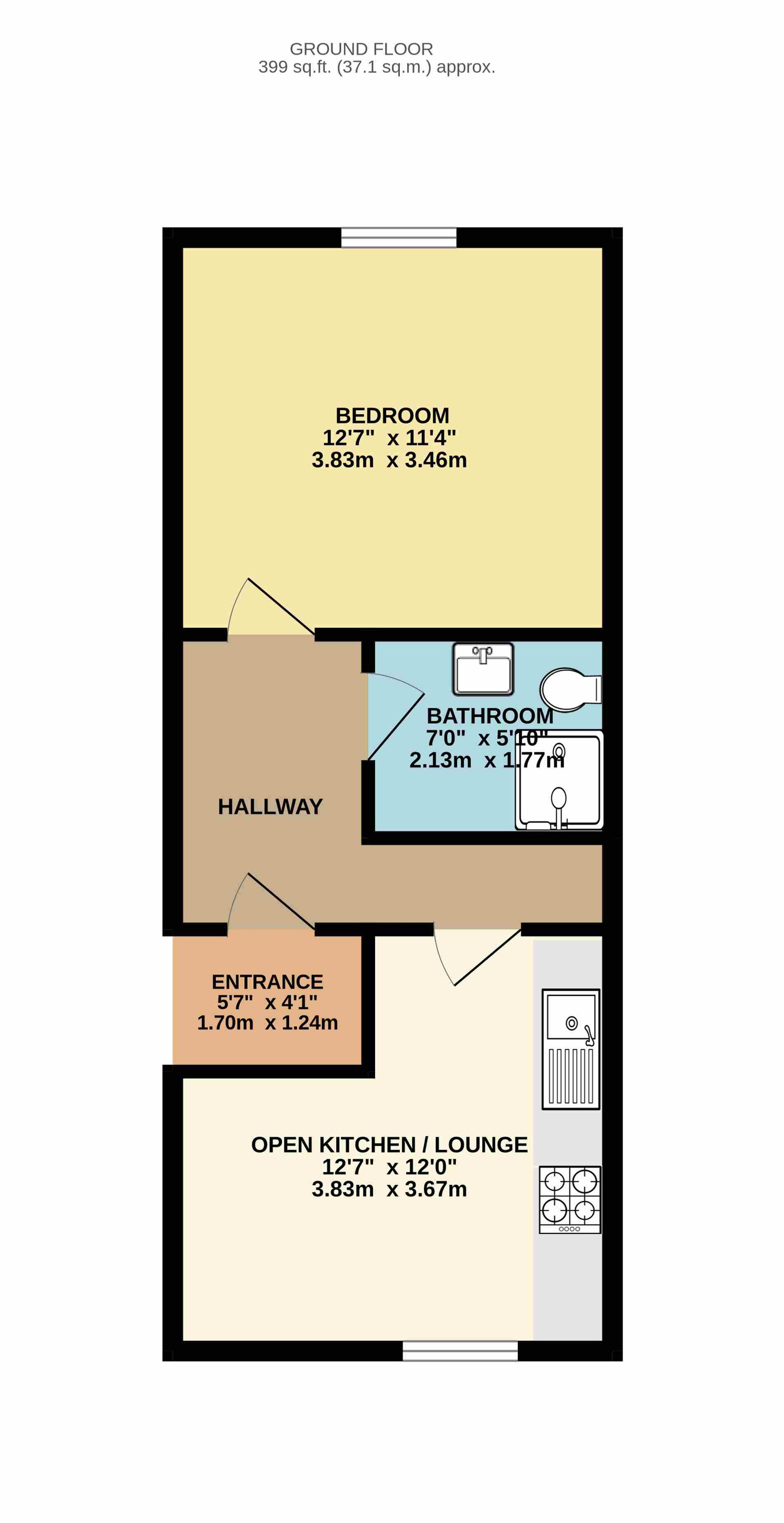 1 bed flat to rent in Cheddon Road, Taunton, TA2 - Property floorplan