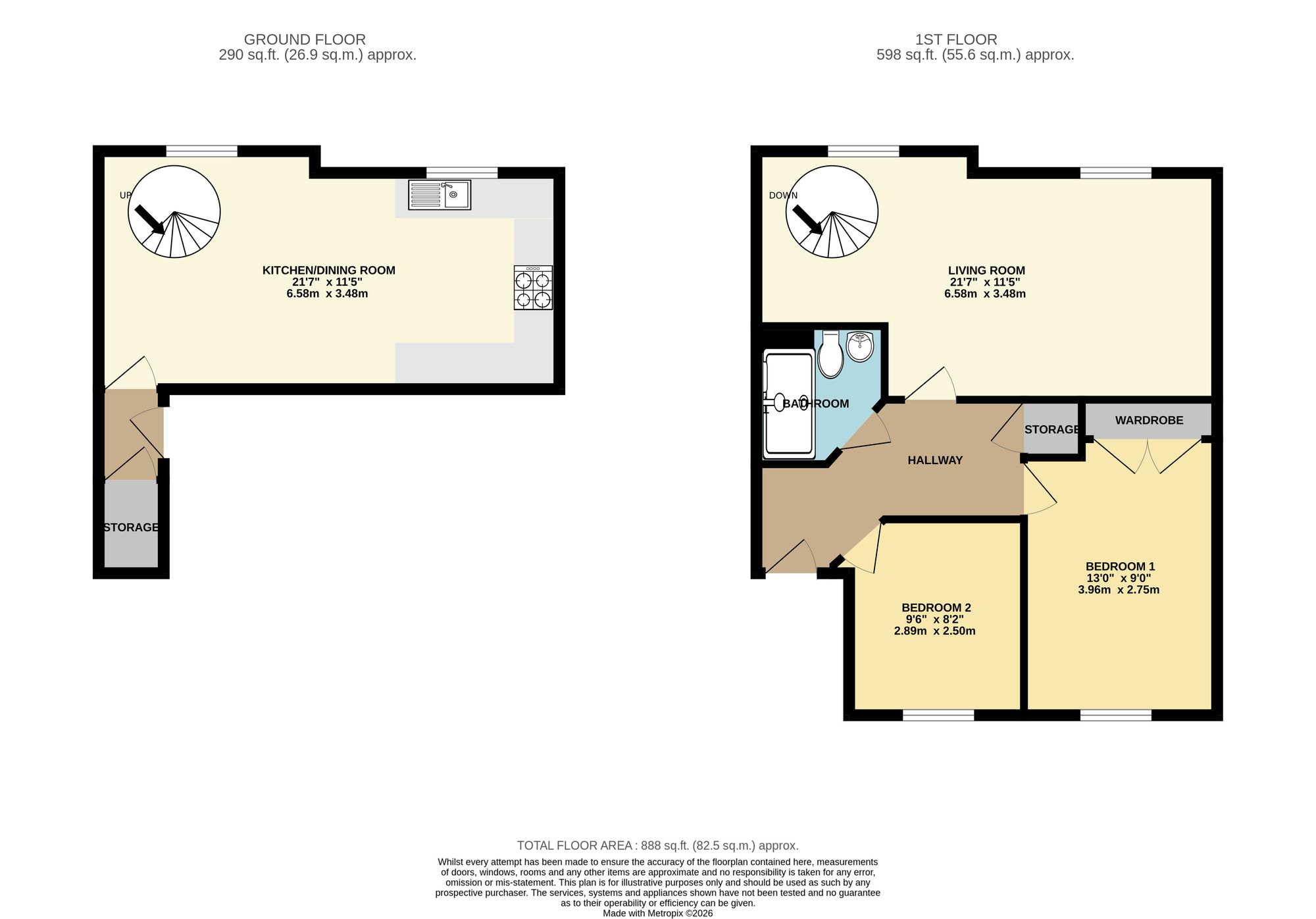 2 bed flat to rent in Trinity Road, Taunton, TA1 - Property floorplan