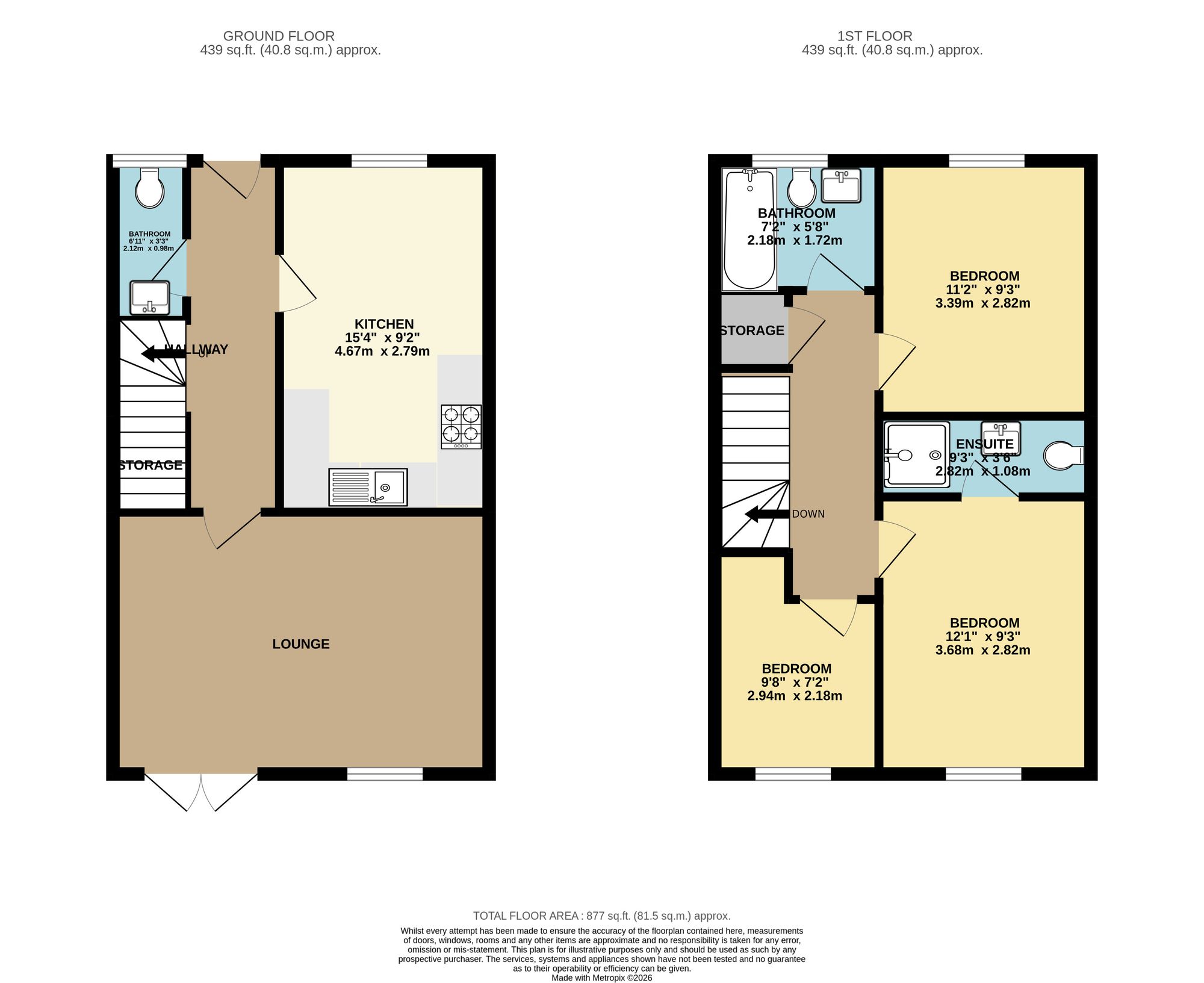 3 bed terraced house to rent in Firepool Crescent, Taunton, TA1 - Property floorplan