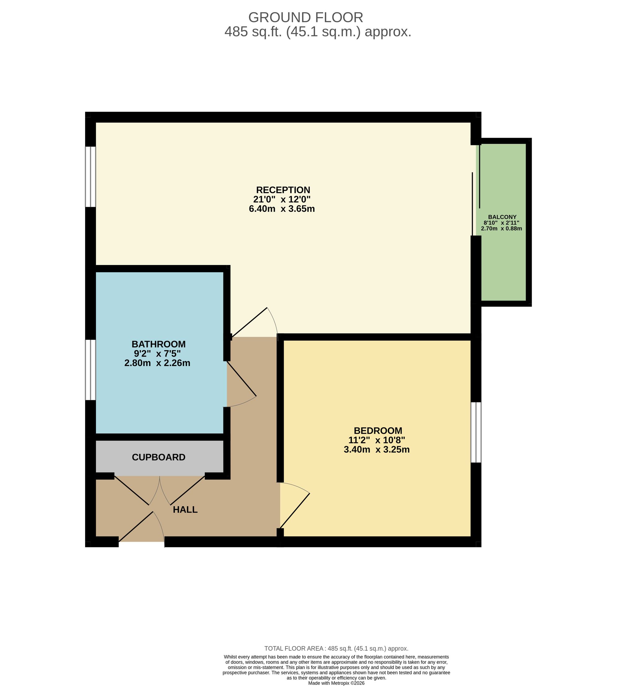 1 bed flat to rent in Furs Close, Monkton Heathfield, TA2 - Property floorplan