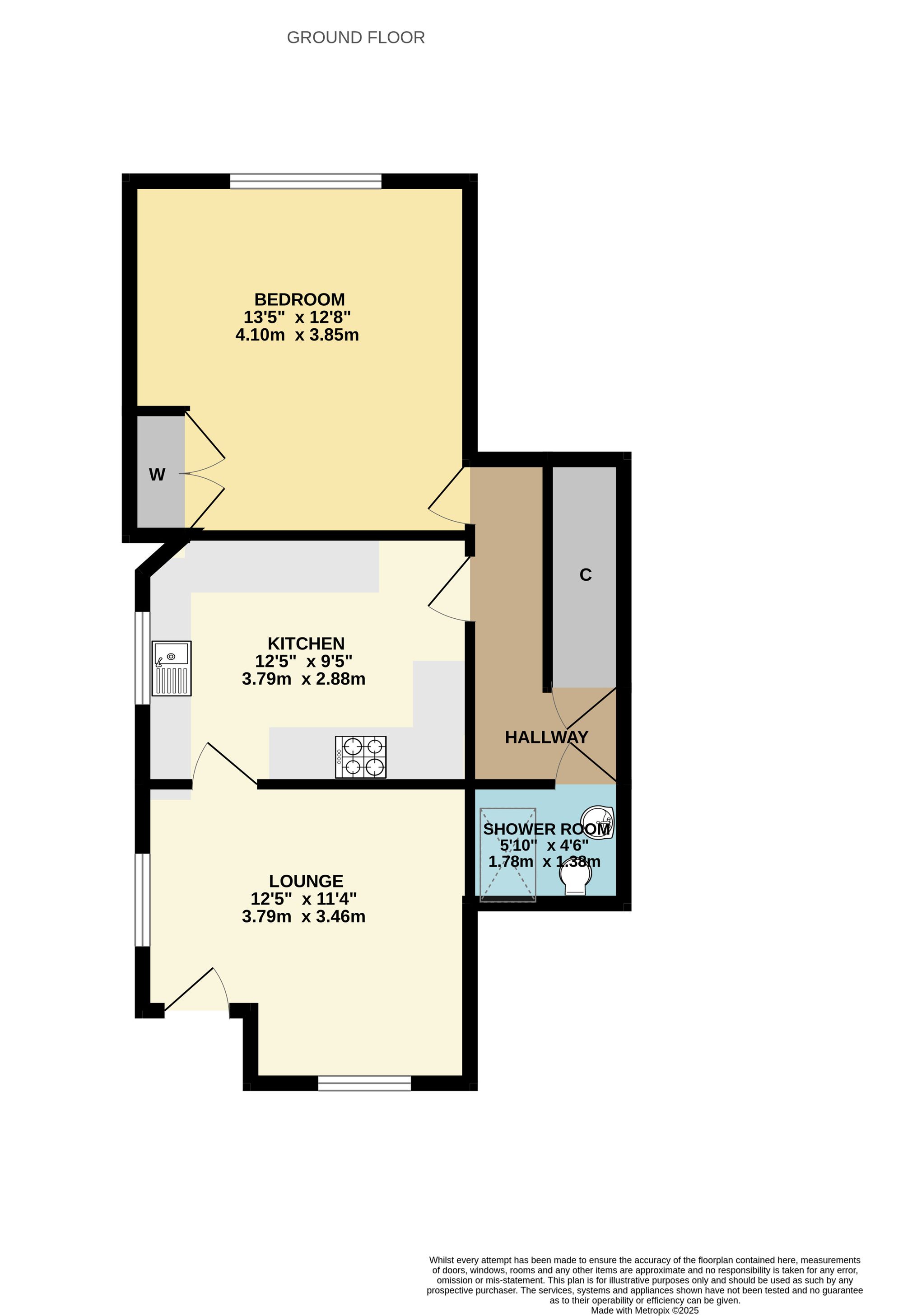 1 bed flat to rent in Mountway Road, Bishops Hull, TA1 - Property floorplan