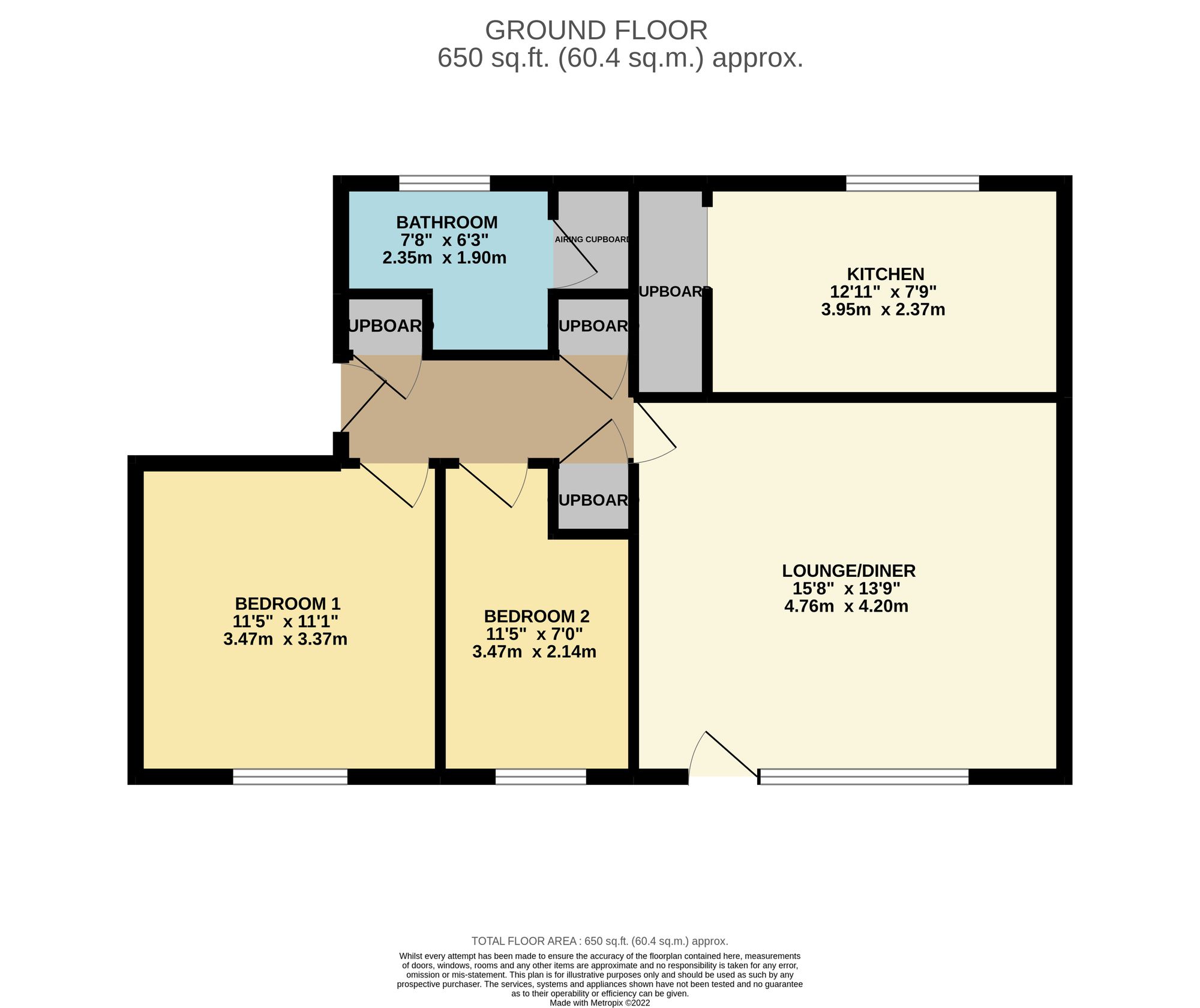 2 bed flat to rent in Bacon Drive, Taunton, TA1 - Property floorplan
