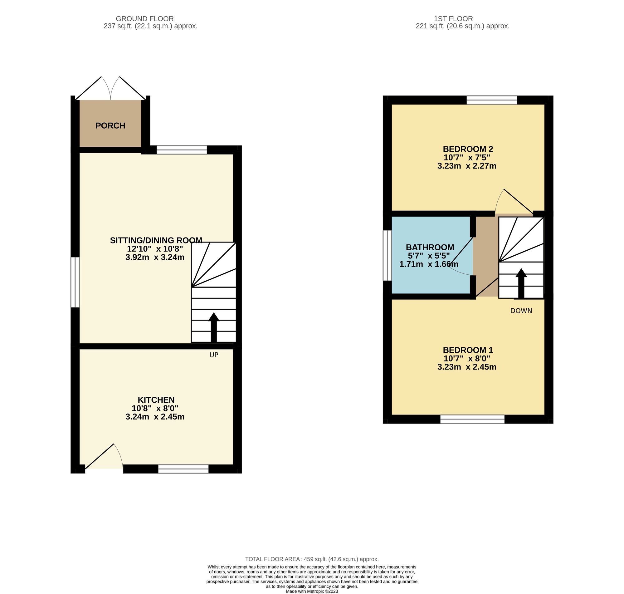 2 bed semi-detached house to rent in Norton Fitzwarren, Taunton, TA2 - Property floorplan