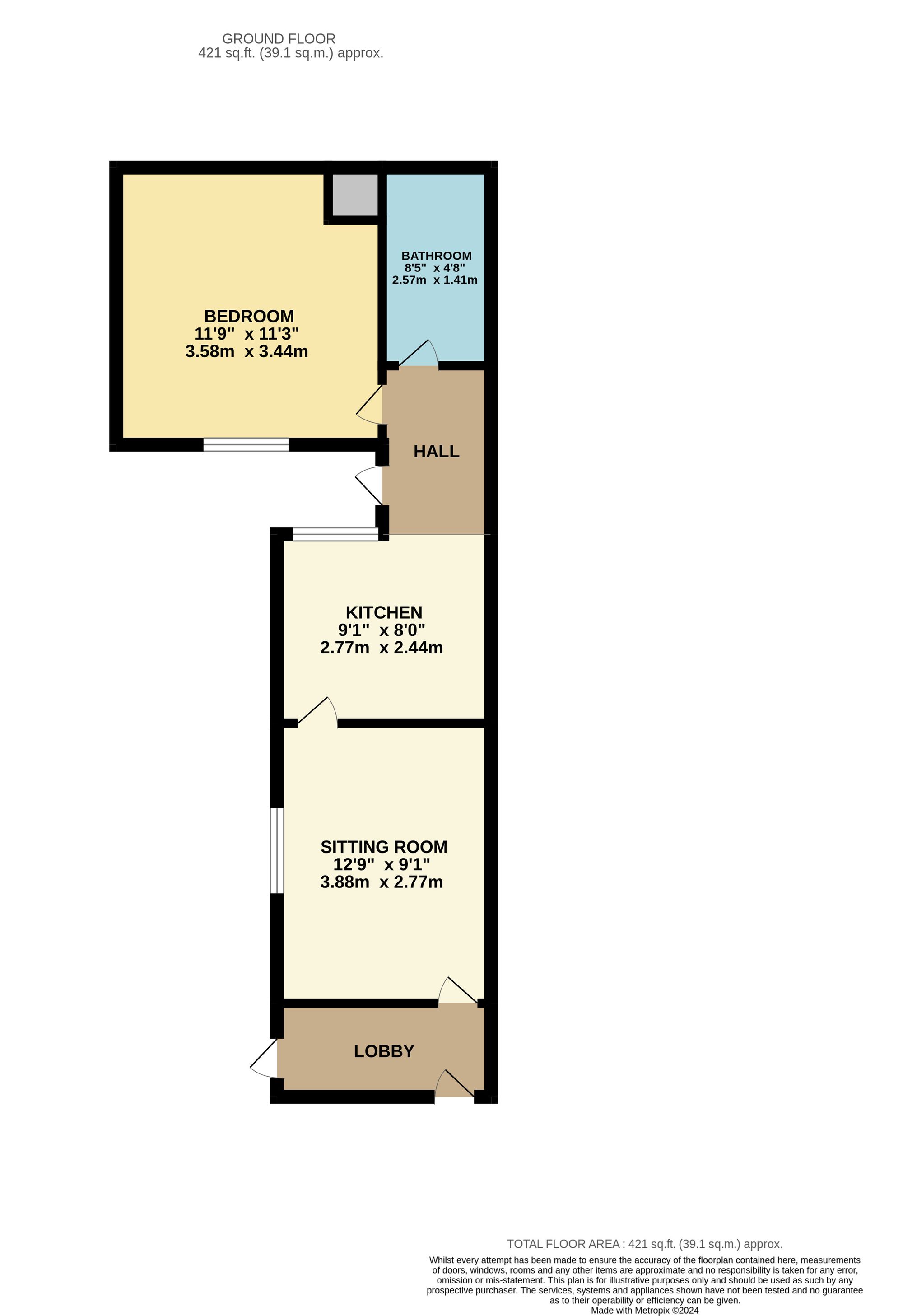 1 bed flat to rent in Billet Street, Taunton, TA1 - Property floorplan
