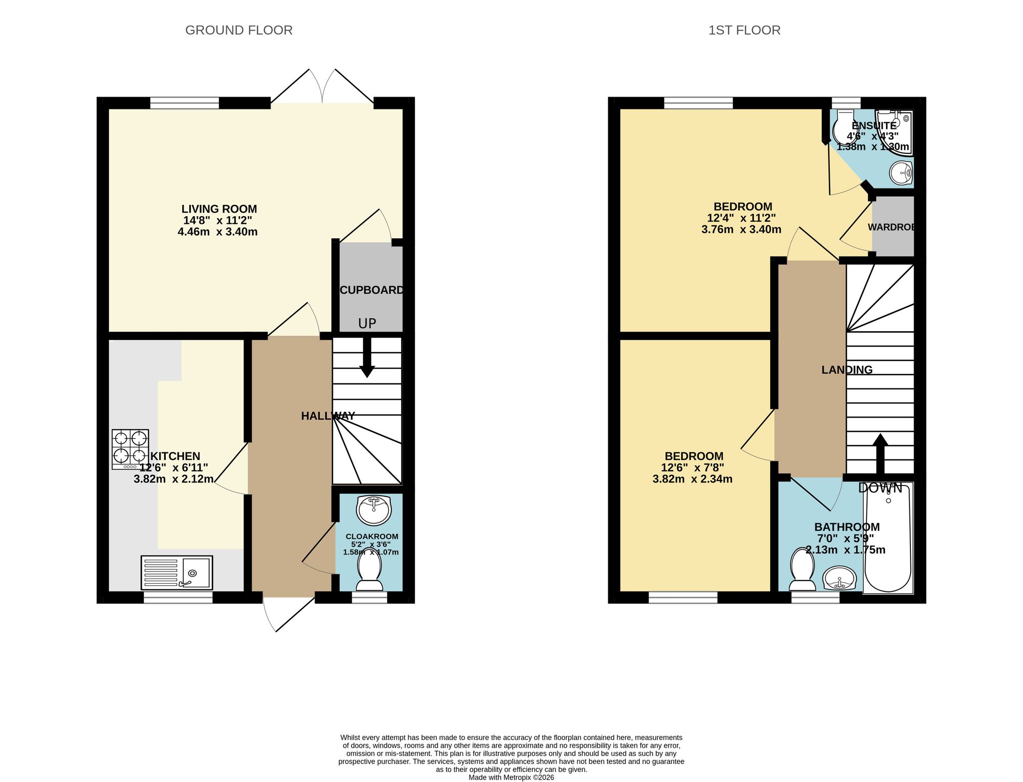 2 bed mid-terraced house to rent in Canal View, Bathpool, TA2 - Property floorplan