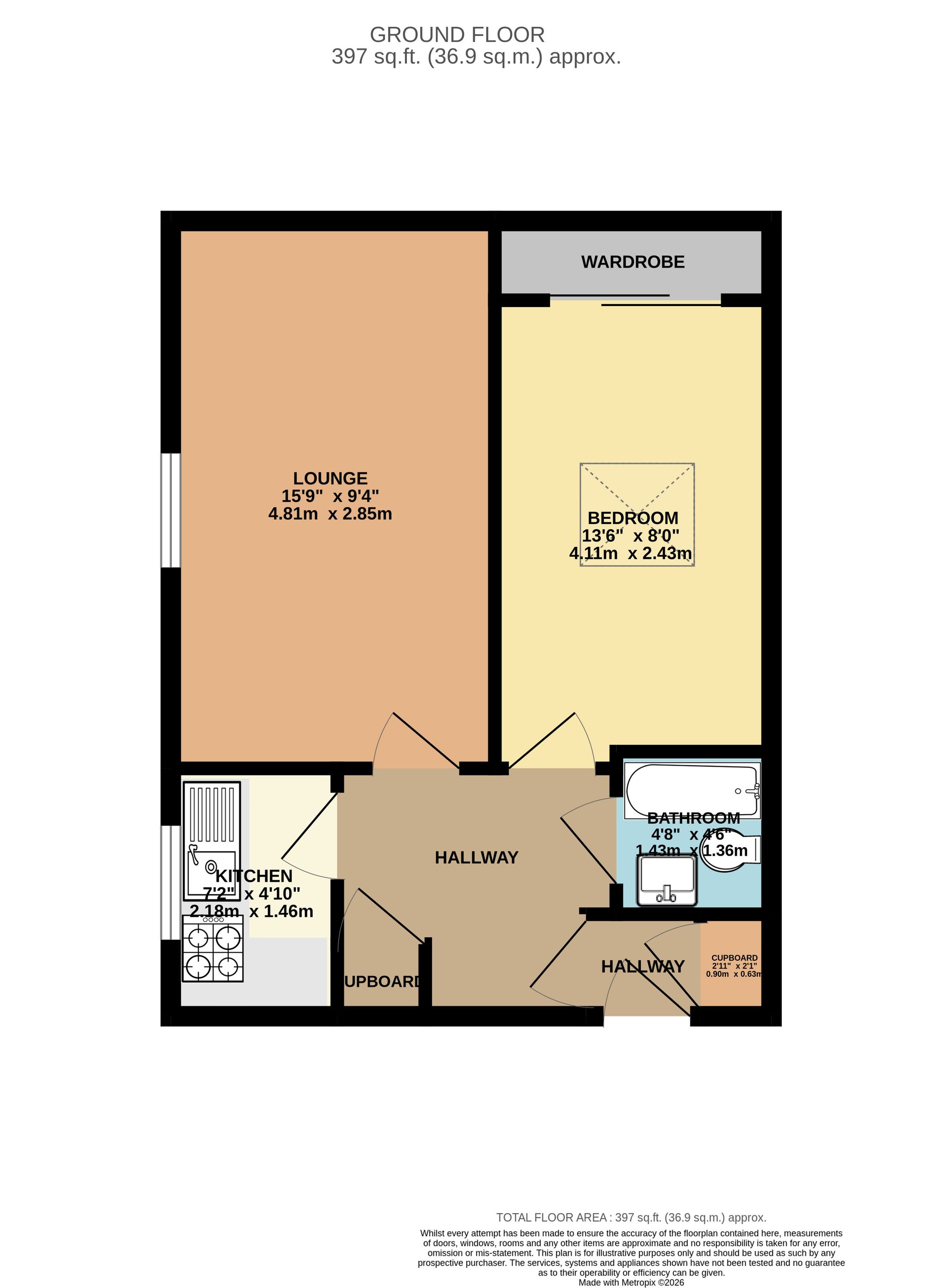 1 bed flat to rent in Mariners Close, Mariners Court Mariners Close, TA6 - Property floorplan