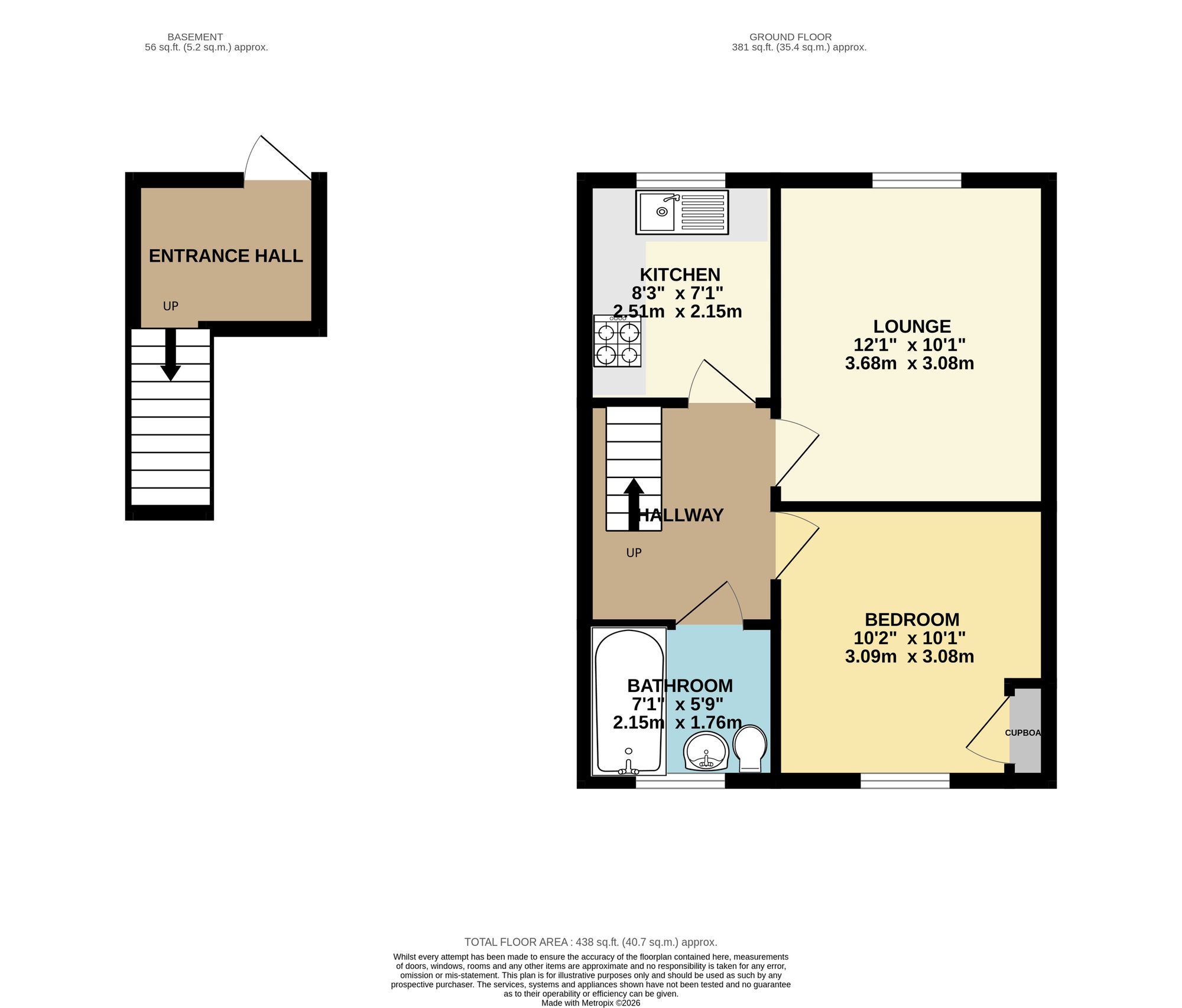 1 bed flat to rent in Mountfields Road, Taunton, TA1 - Property floorplan