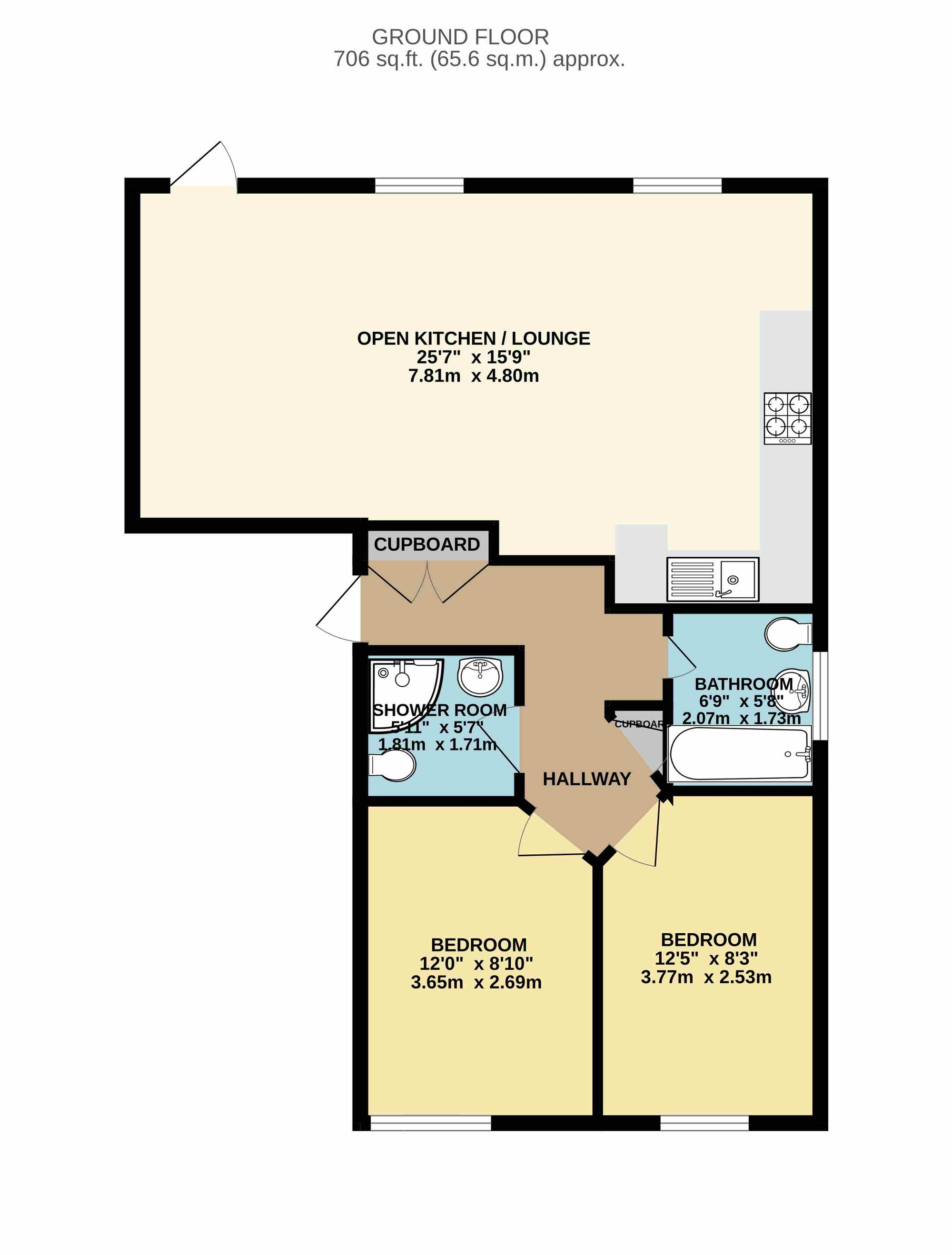 2 bed flat to rent in Gloucester Street, Taunton, TA1 - Property floorplan