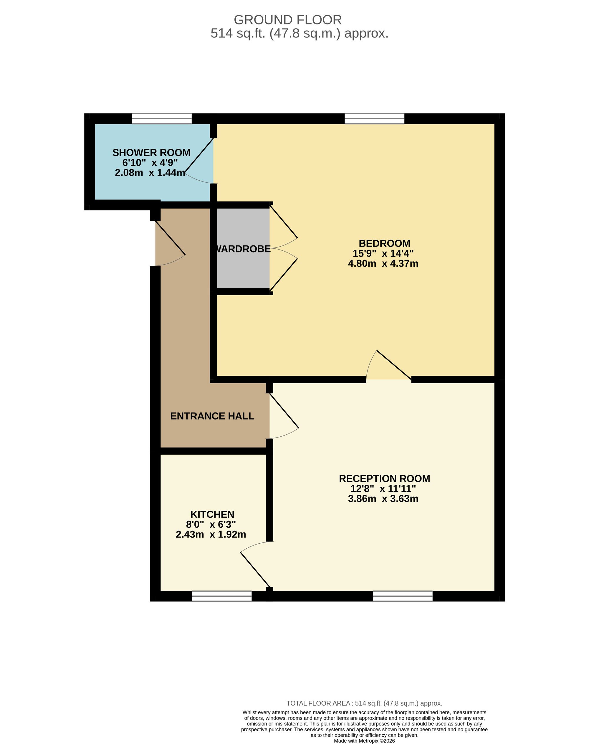 1 bed flat to rent in Mountway Road, Bishops Hull, TA1 - Property floorplan
