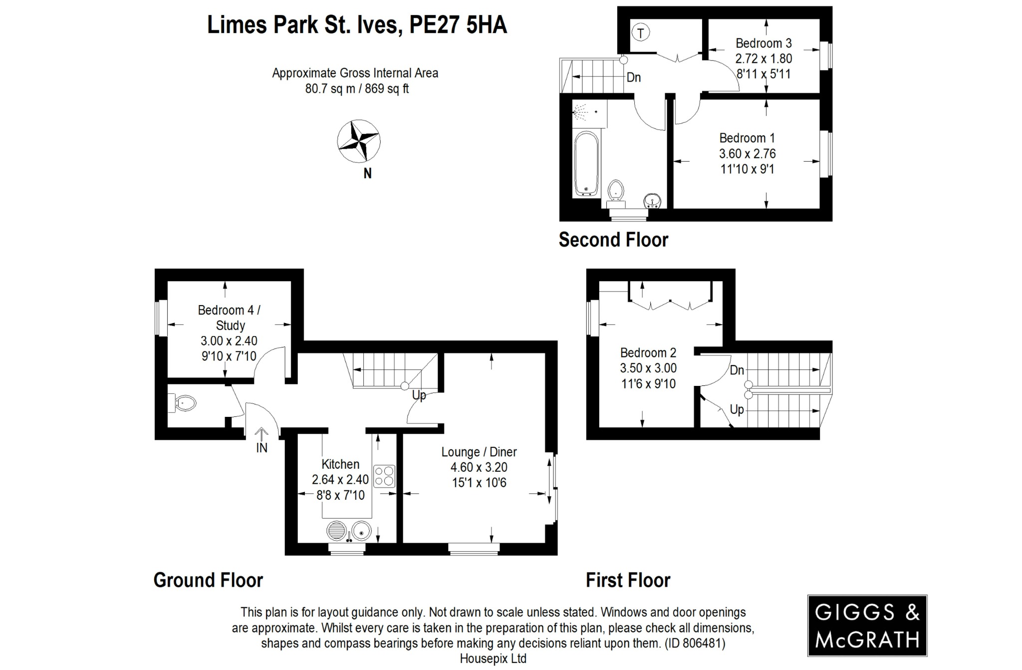 3 bed end of terrace house for sale in Limes Park Road, St. Ives - Property Floorplan