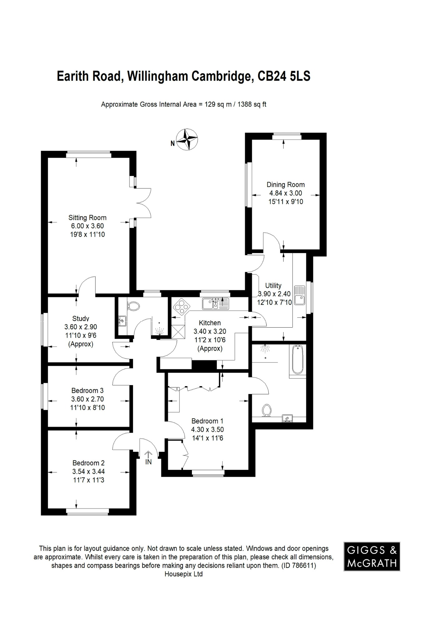 3 bed detached bungalow for sale in Earith Road, Cambridge - Property Floorplan