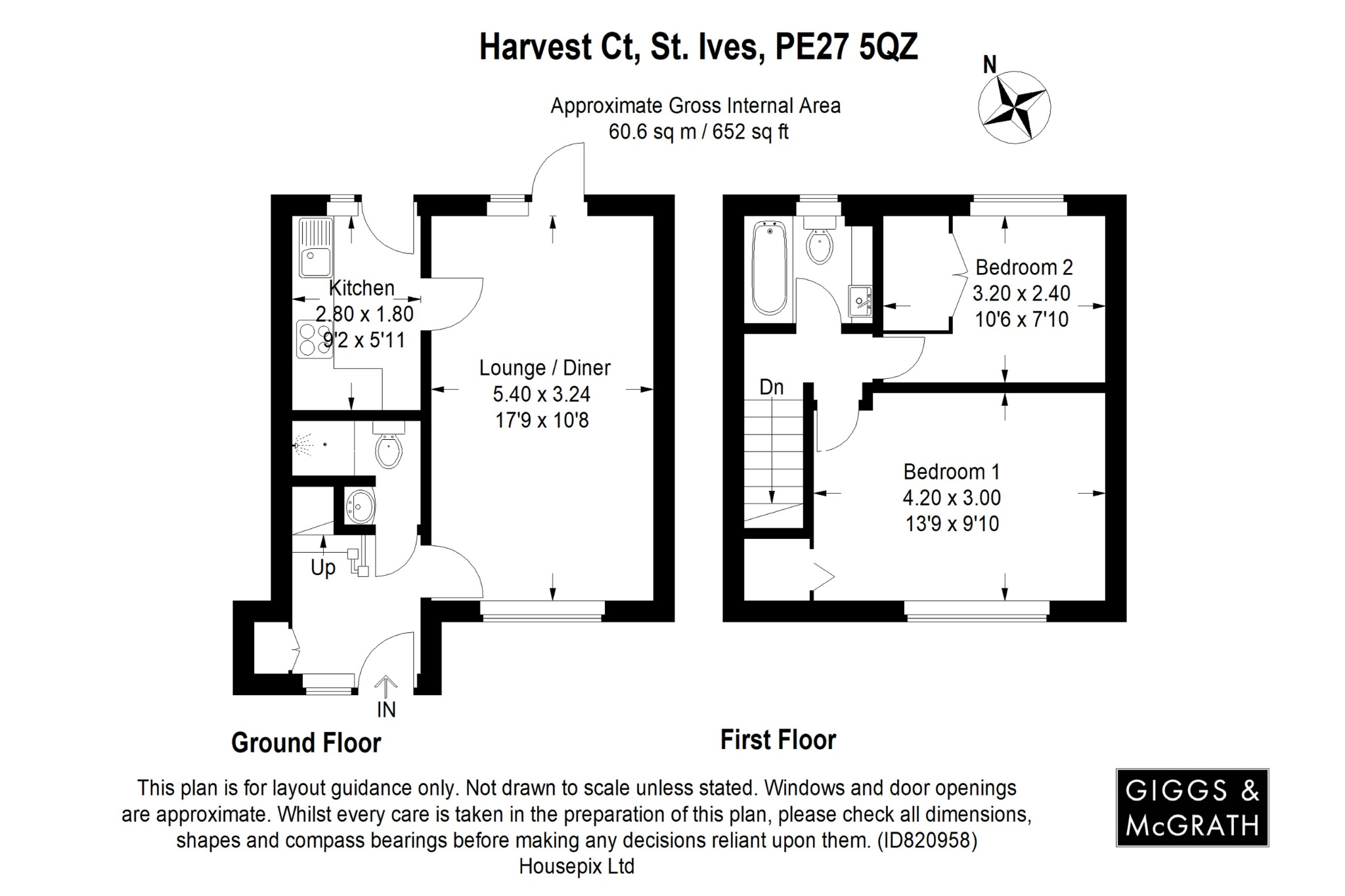 2 bed semi-detached house for sale in Harvest Court, St. Ives - Property Floorplan