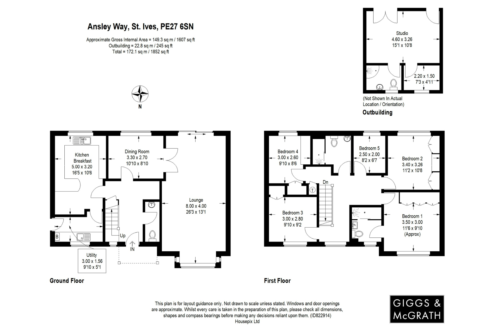 5 bed detached house for sale in Ansley Way, St. Ives - Property Floorplan