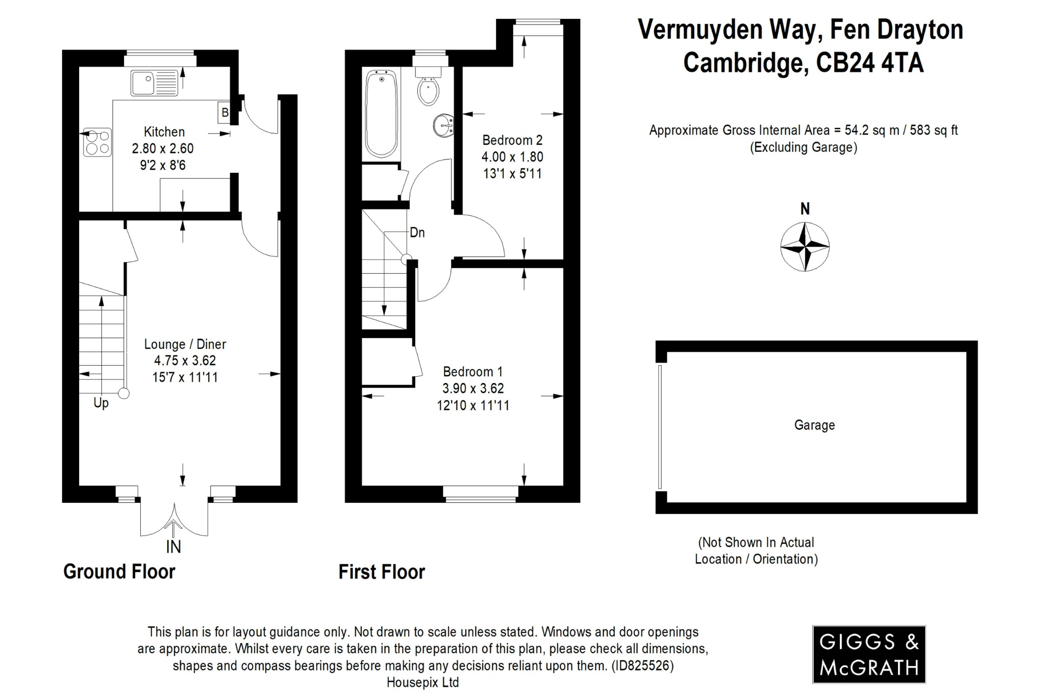 2 bed terraced house for sale in Vermuyden Way, Cambridge - Property Floorplan