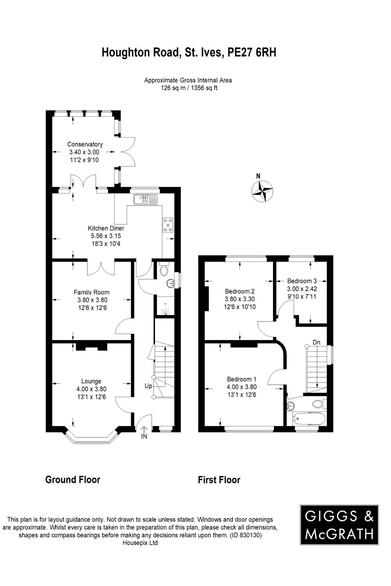 3 bed detached house for sale in Houghton Road, St. Ives - Property Floorplan