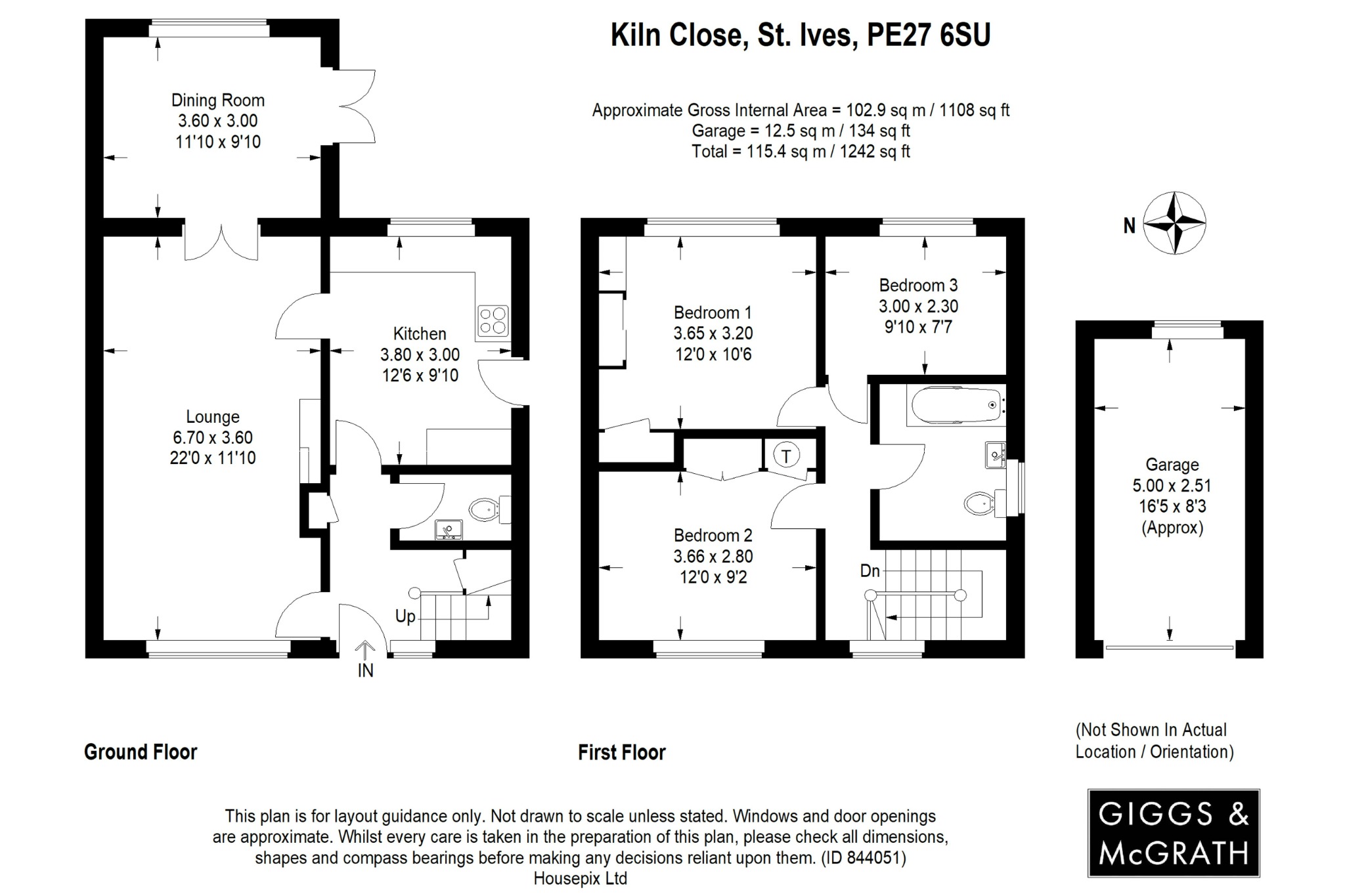 3 bed detached house for sale in Kiln Close, St. Ives - Property Floorplan