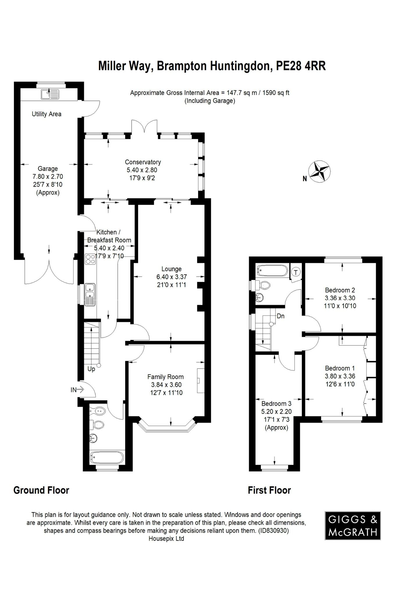 4 bed semi-detached house for sale in Miller Way, Huntingdon - Property Floorplan