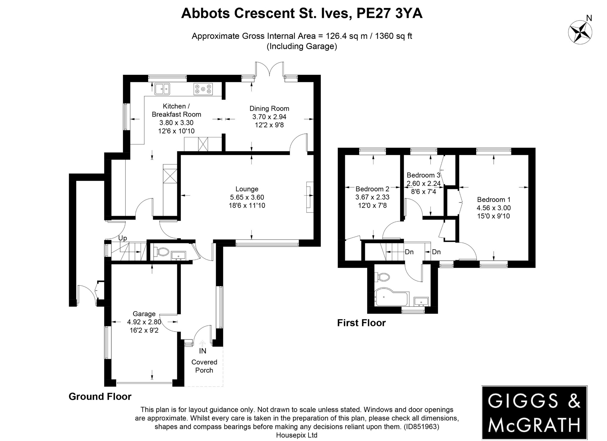 3 bed detached house for sale in Abbots Crescent, St. Ives - Property Floorplan