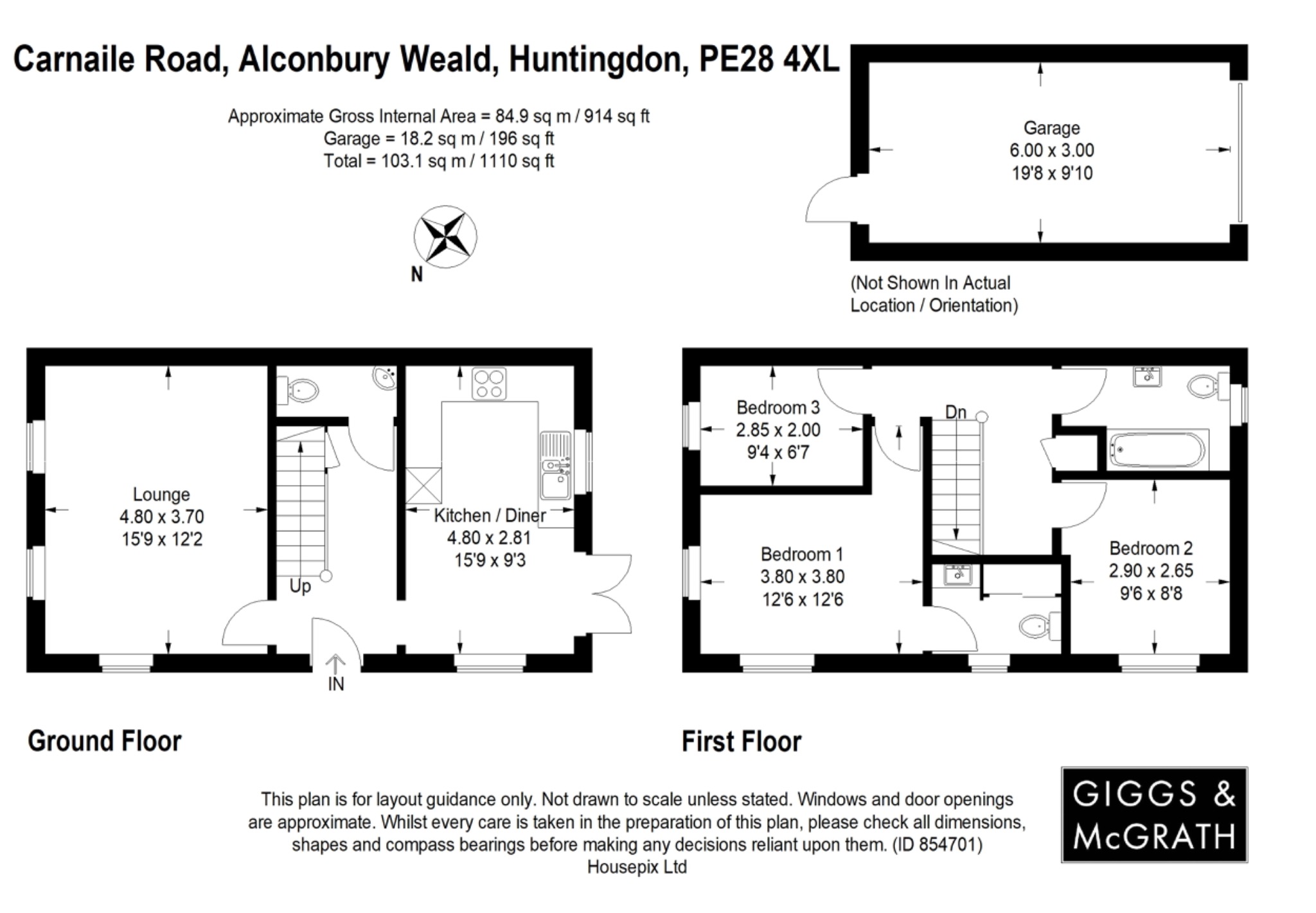 3 bed semi-detached house for sale in Carnaile Road, Huntingdon - Property Floorplan