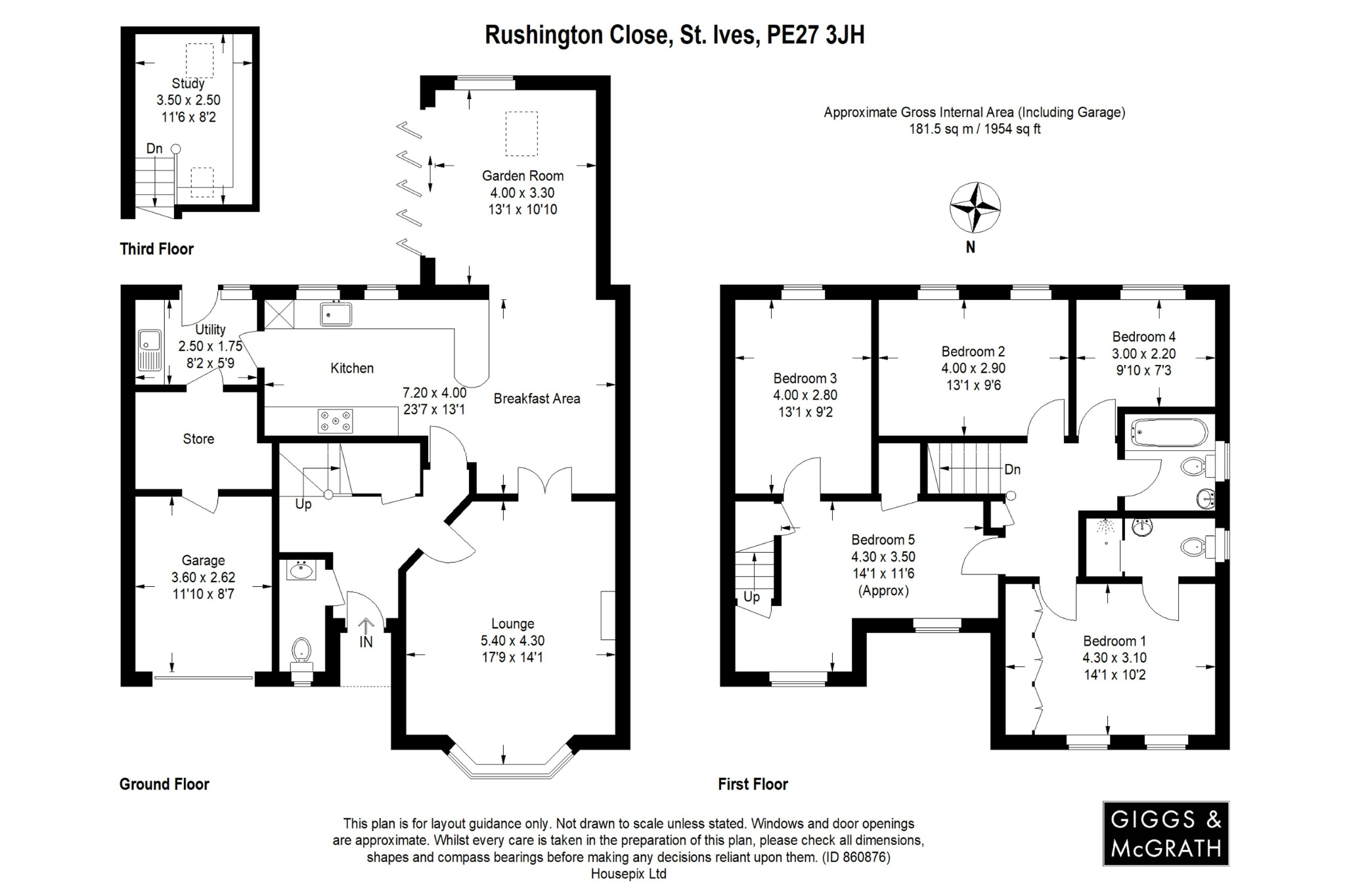 5 bed detached house for sale in Rushington Close, St. Ives - Property Floorplan