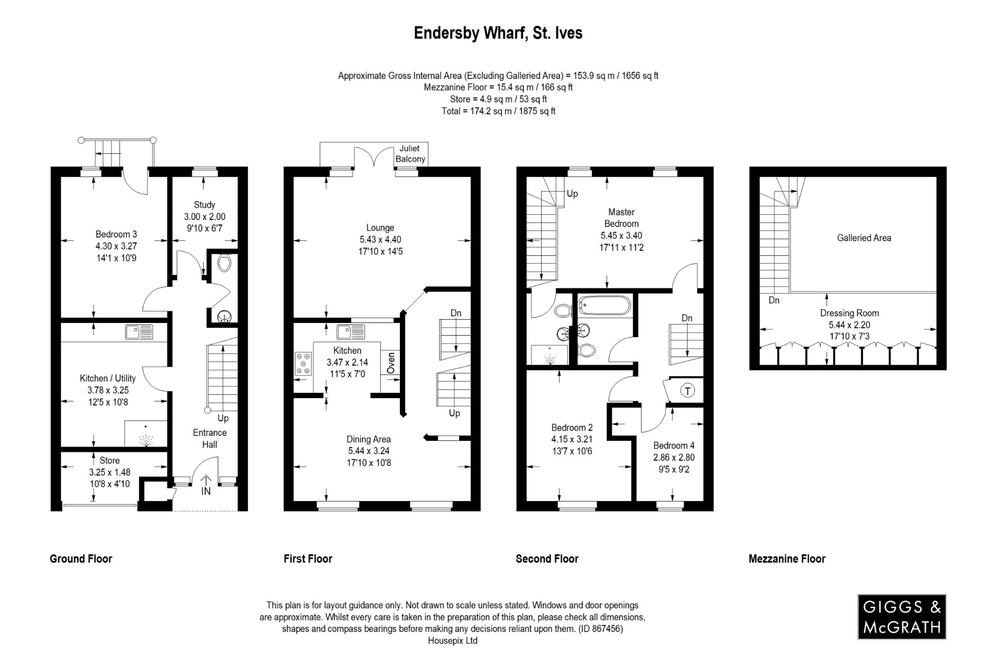 4 bed town house for sale in St Ives Place, St. Ives - Property Floorplan