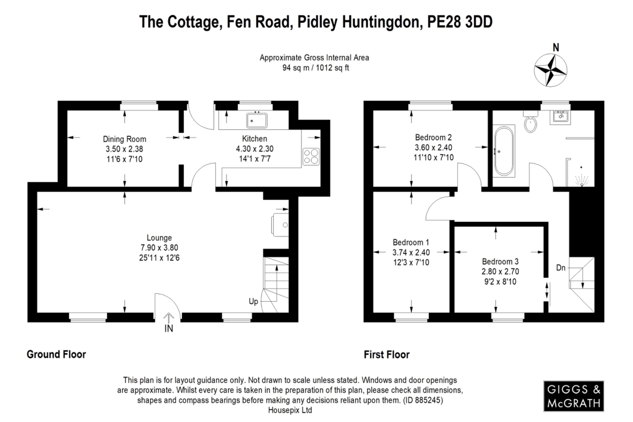 3 bed semi-detached house for sale in Warboys Road, Huntingdon - Property Floorplan