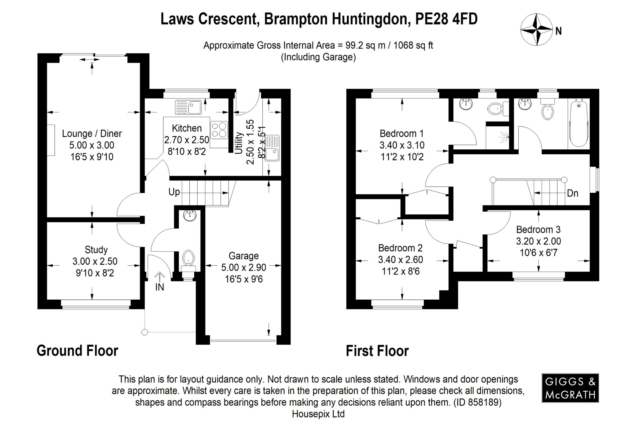 3 bed detached house for sale in Laws Crescent, Huntingdon - Property Floorplan
