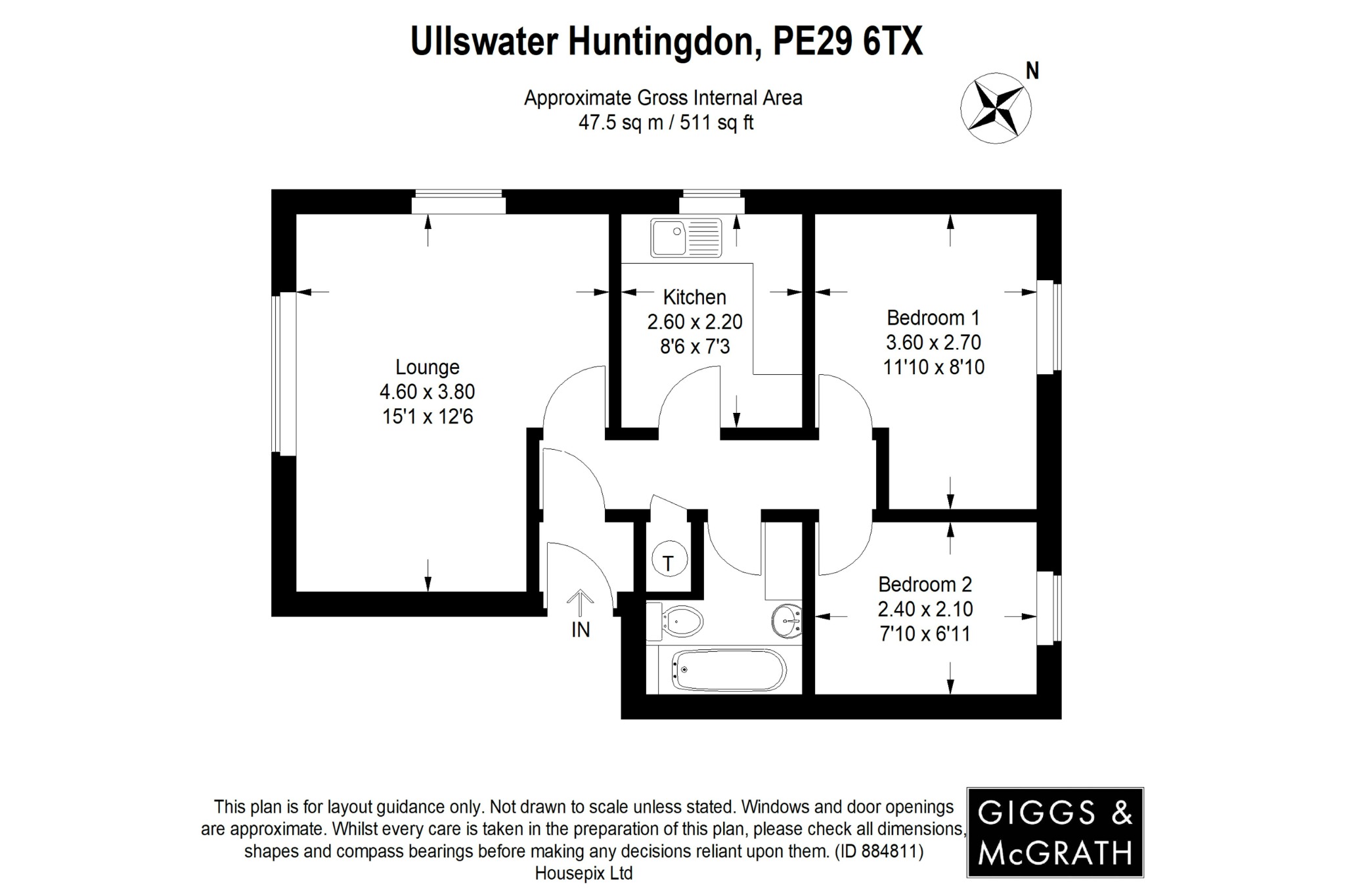2 bed flat for sale in Ullswater, Huntingdon - Property Floorplan