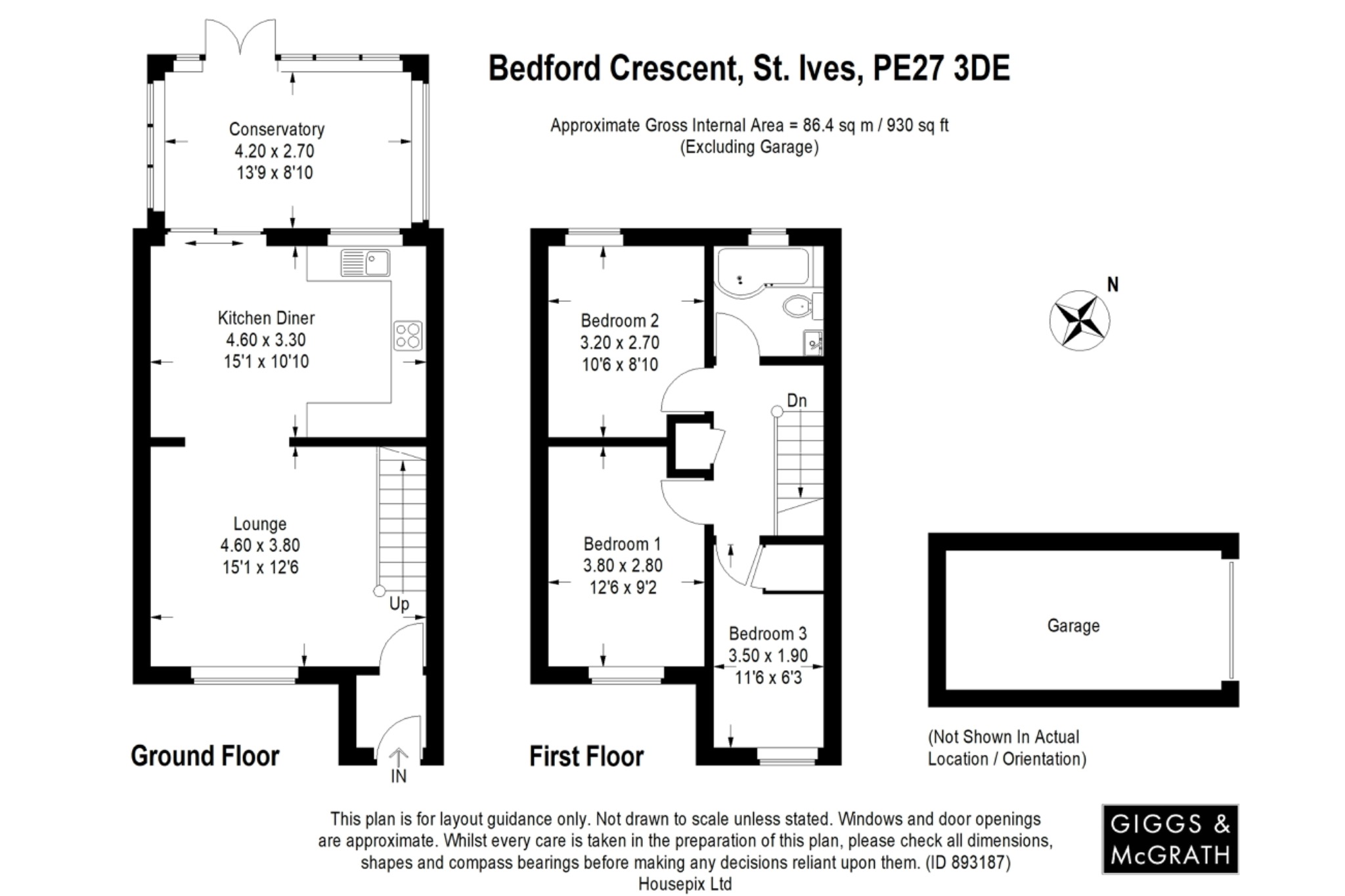 3 bed end of terrace house for sale in Bedford Crescent, St. Ives - Property Floorplan
