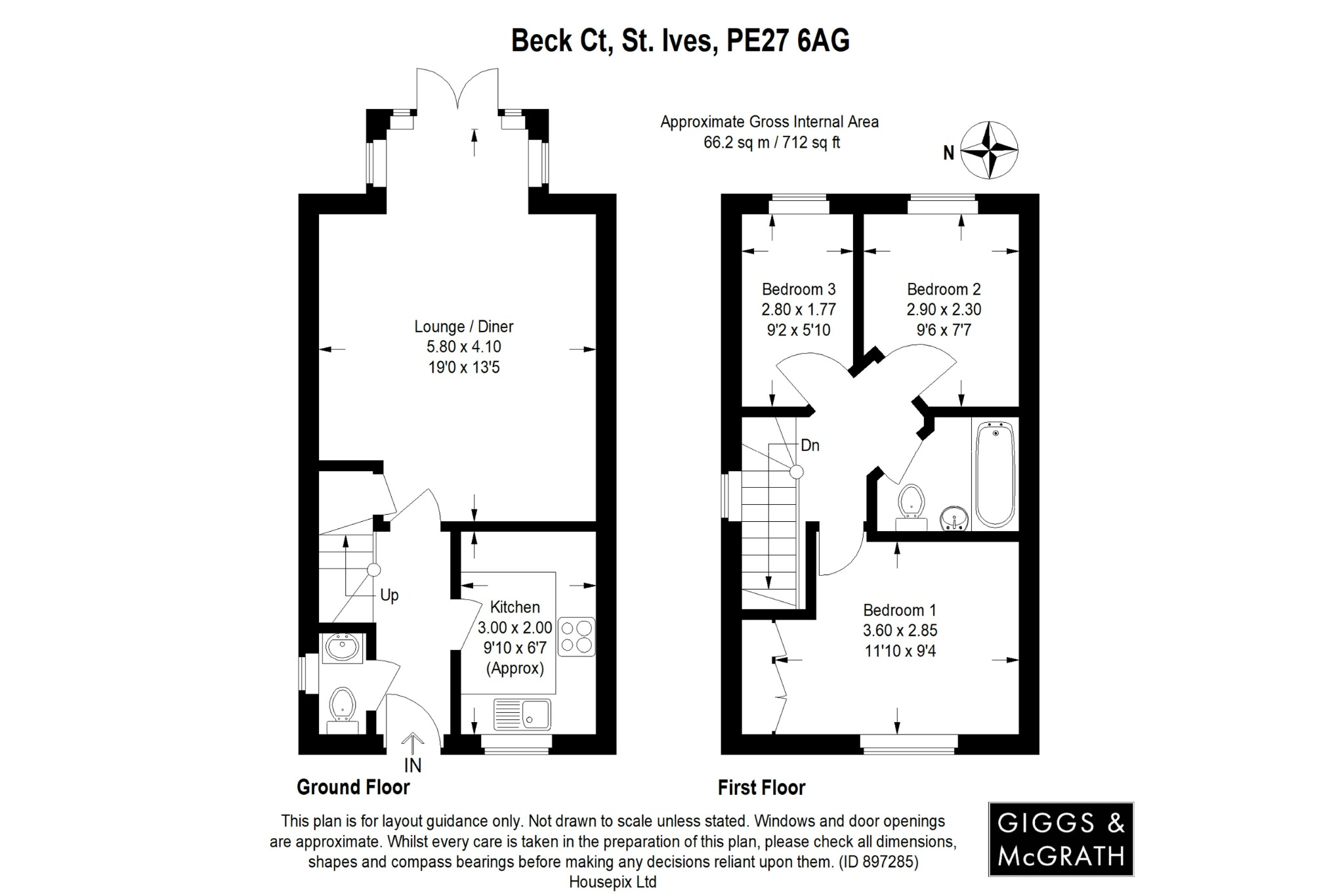 3 bed semi-detached house for sale in Beck Court, St. Ives - Property Floorplan