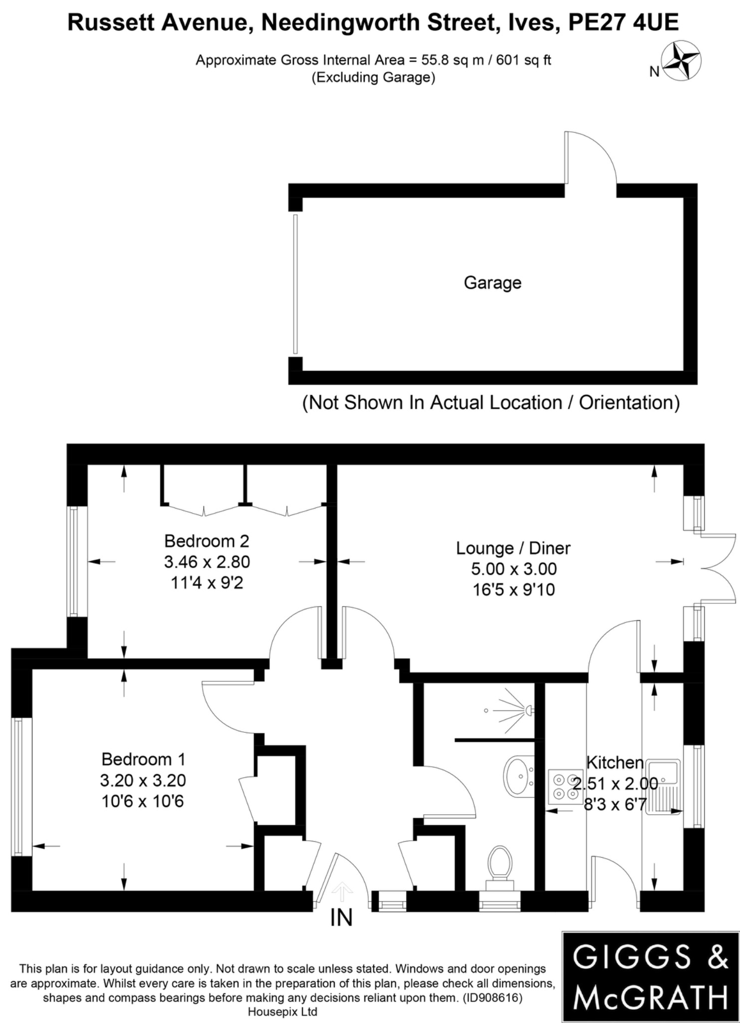 2 bed semi-detached bungalow for sale in Russett Avenue, St. Ives - Property Floorplan