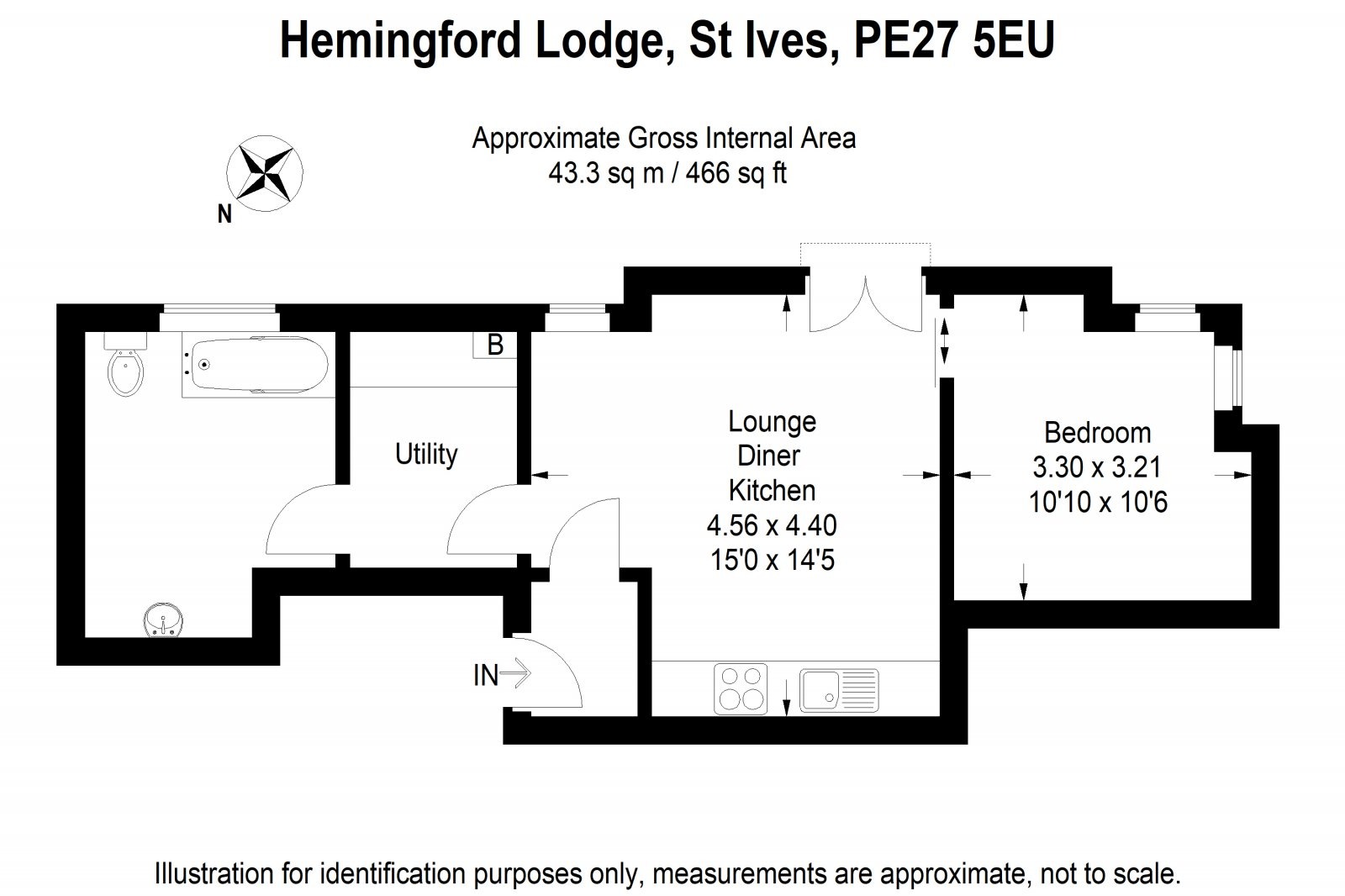 1 bed ground floor flat for sale in Hemingford Road, St. Ives - Property Floorplan
