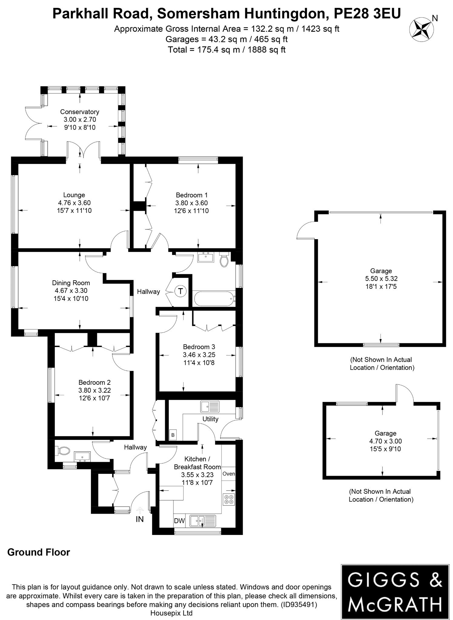 3 bed detached bungalow for sale in Parkhall Road, Huntingdon - Property Floorplan