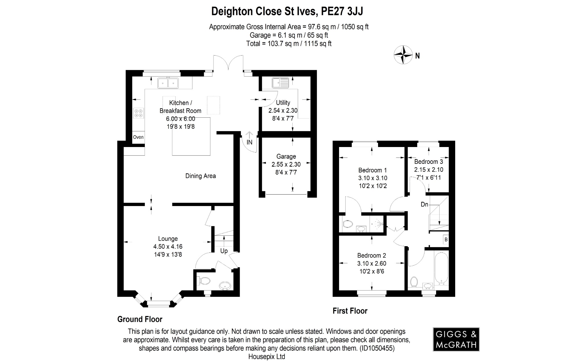 3 bed semi-detached house for sale in Deighton Close, St. Ives - Property Floorplan