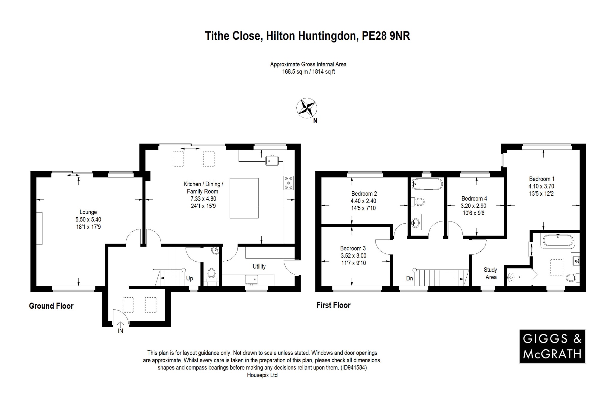 4 bed detached house for sale in Tithe Close, Cambridgeshire - Property Floorplan