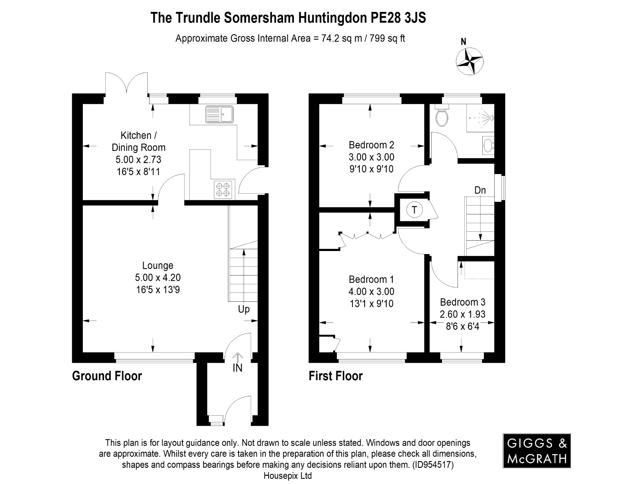 3 bed detached house for sale in The Trundle, Huntingdon - Property Floorplan