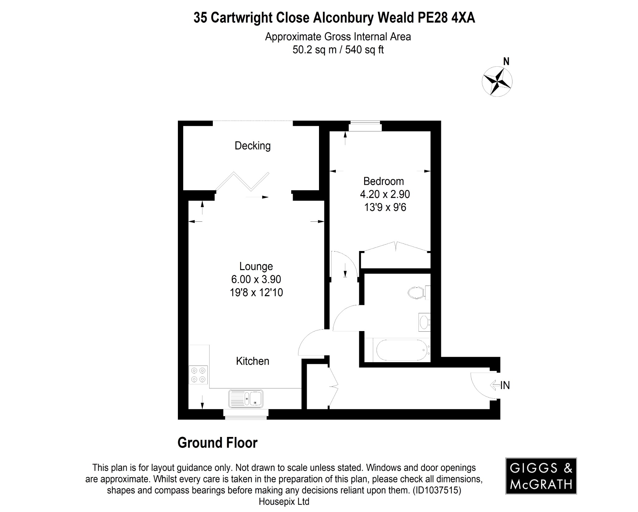 1 bed flat for sale in Cartwright Close, Huntingdon - Property Floorplan