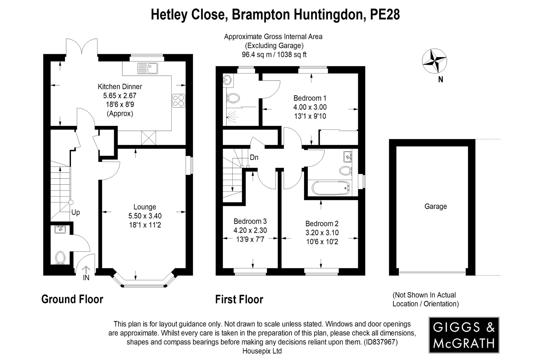 3 bed semi-detached house for sale in Hetley Close, Huntingdon - Property Floorplan