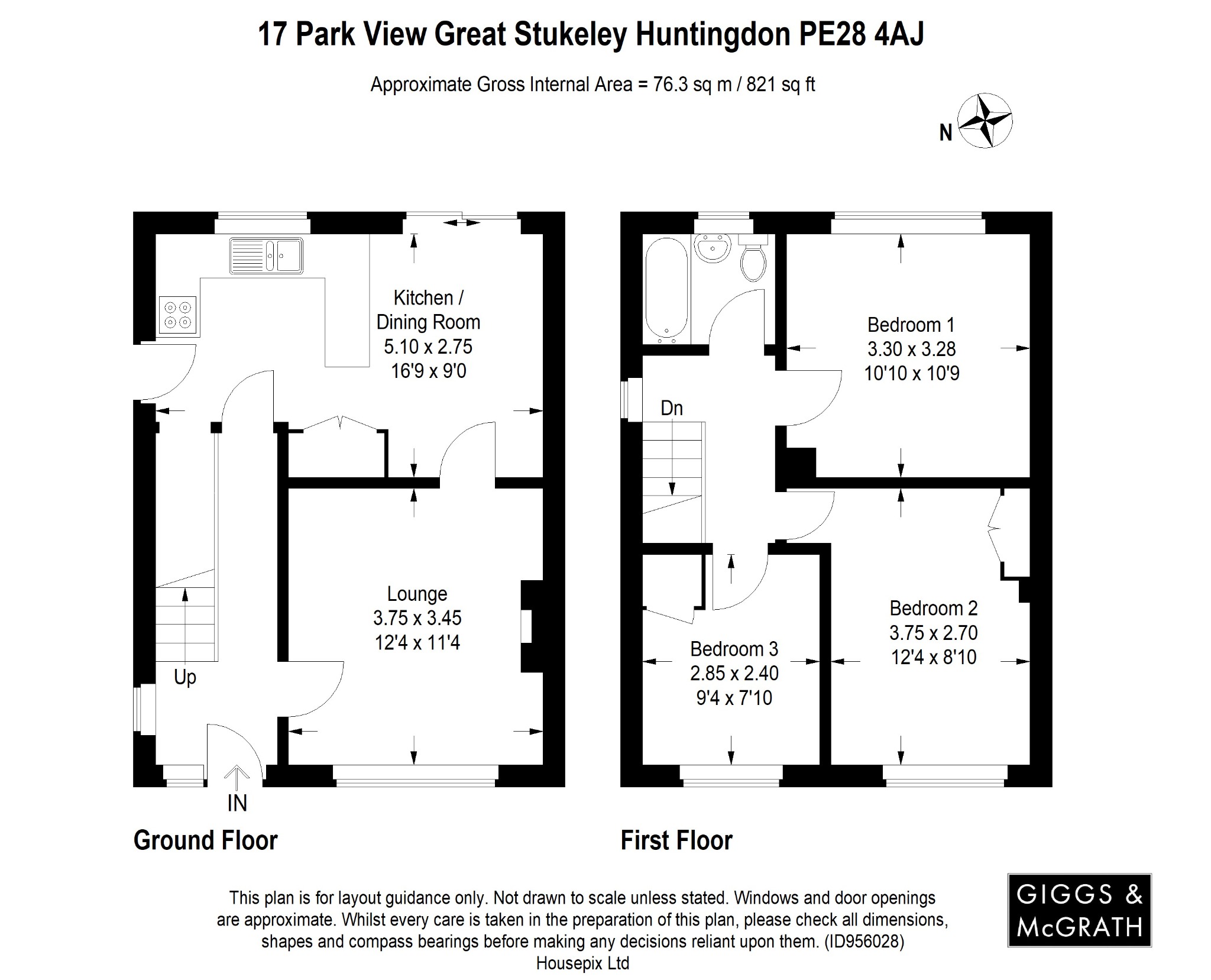 3 bed semi-detached house for sale in Park View, Huntingdon - Property Floorplan