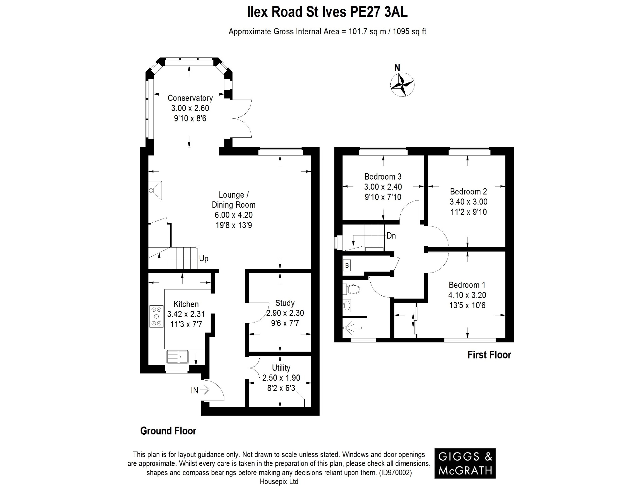 3 bed semi-detached house for sale in Ilex Road, St. Ives - Property Floorplan