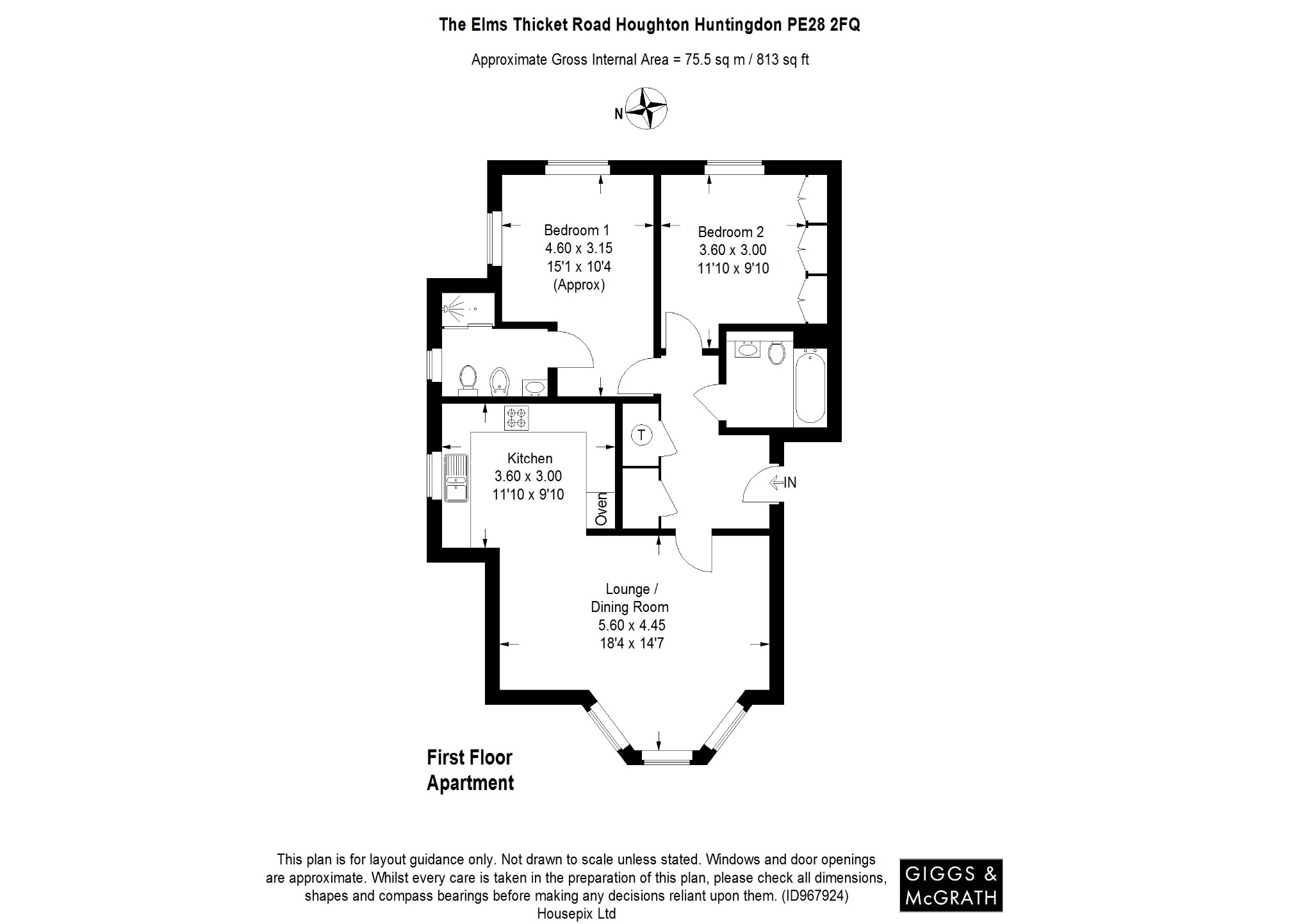 2 bed flat for sale in Thicket Dr, Huntingdon - Property Floorplan