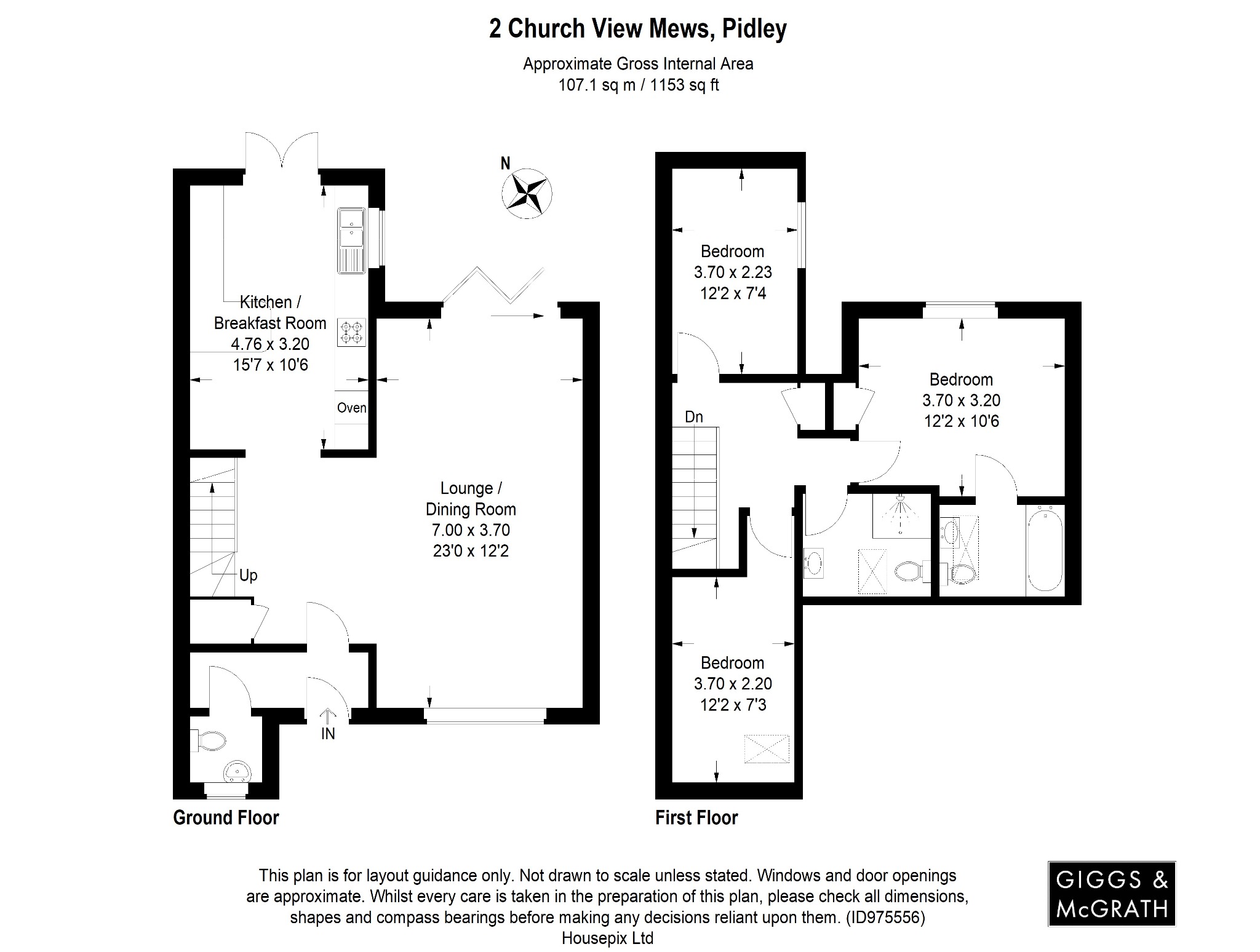 3 bed semi-detached house for sale in Church Street, Huntingdon - Property Floorplan