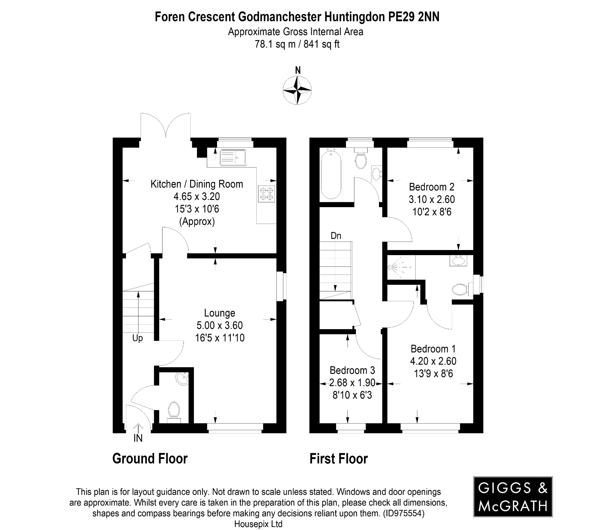 3 bed semi-detached house for sale in Foren Crescent, Huntingdon - Property Floorplan
