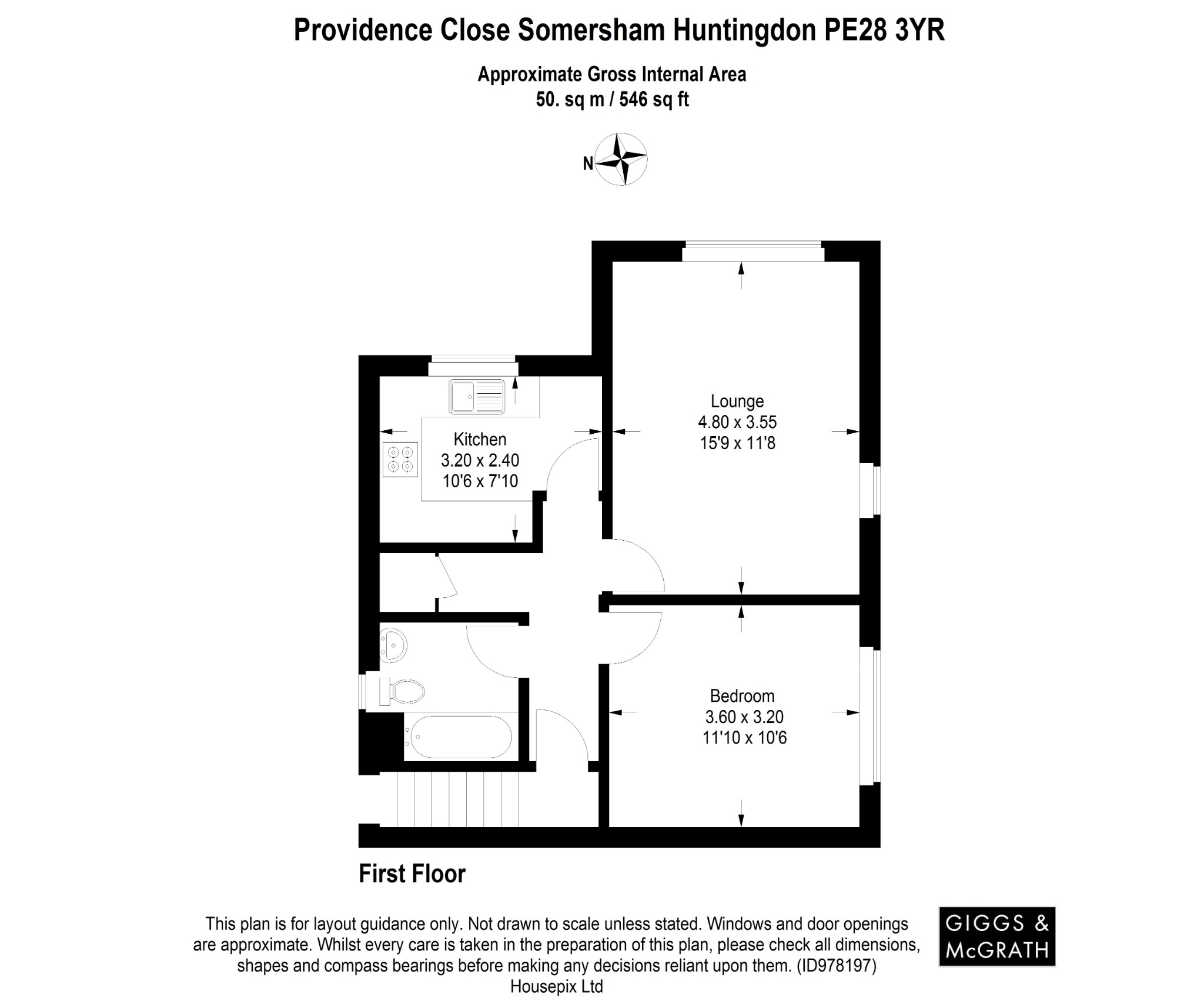 1 bed semi-detached house for sale in Providence Close, Huntingdon - Property Floorplan