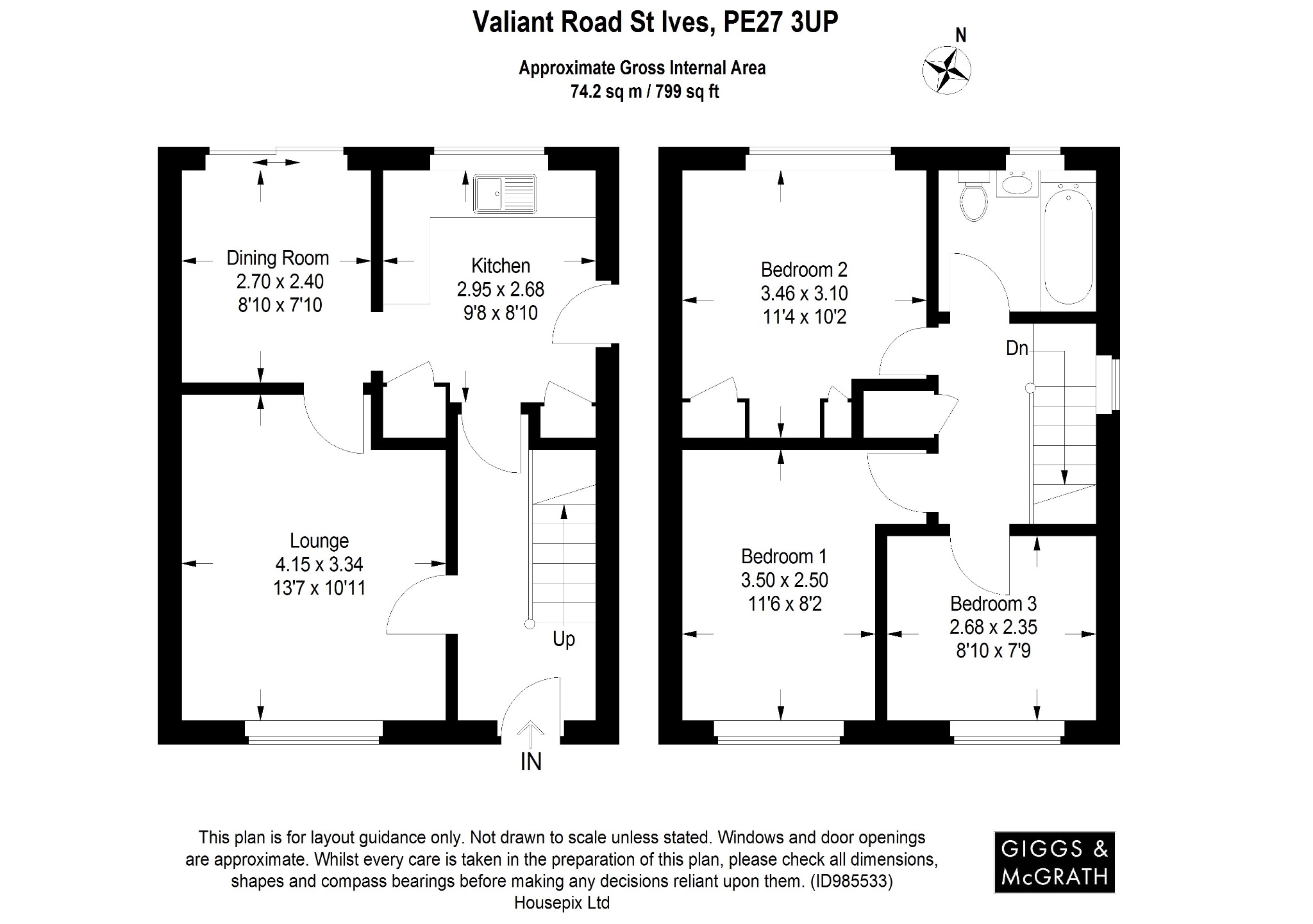 3 bed semi-detached house for sale in Valiant Road, St. Ives - Property Floorplan