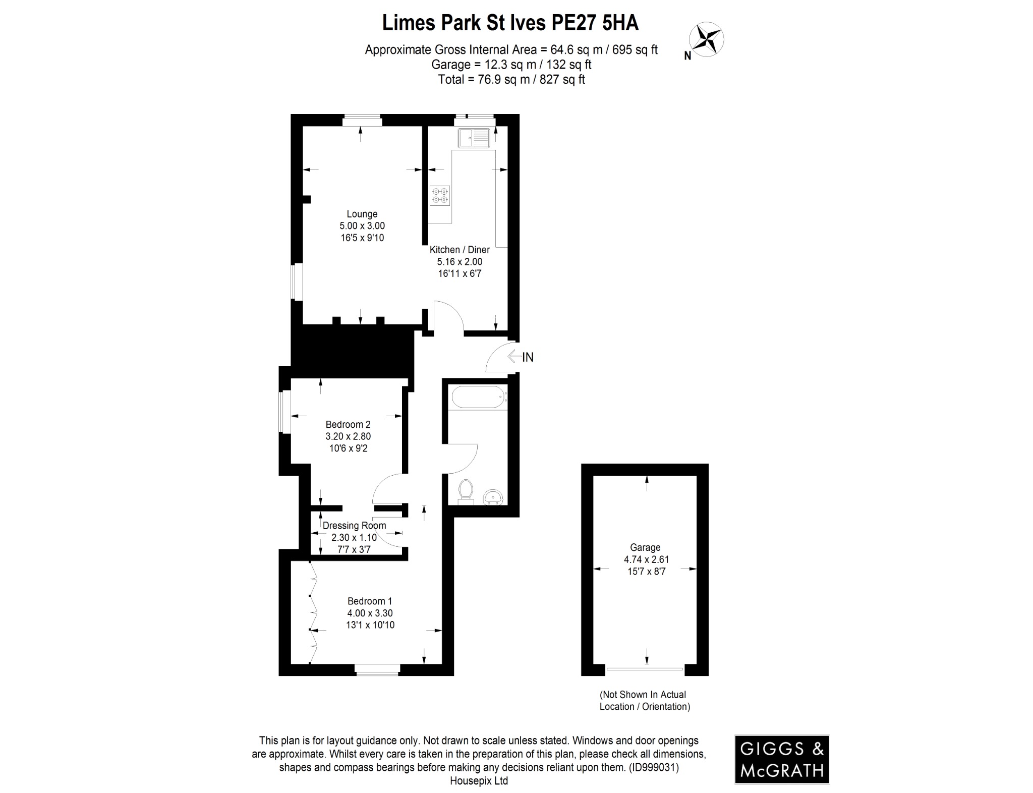 2 bed ground floor flat for sale in Limes Park Road, St. Ives - Property Floorplan